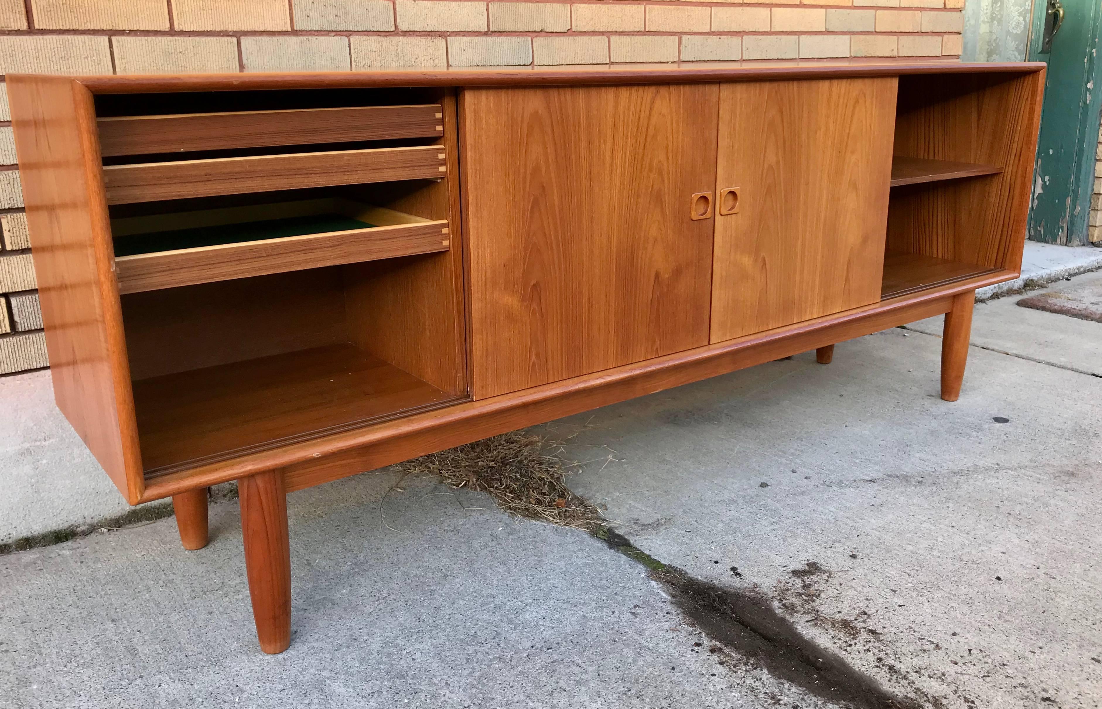 Teak Classic Danish Modern Credenza or Sideboard by Illum Wikkelso