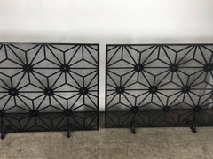 Matched Pair of L Modernist Fireplace Screens, Abstract Design
