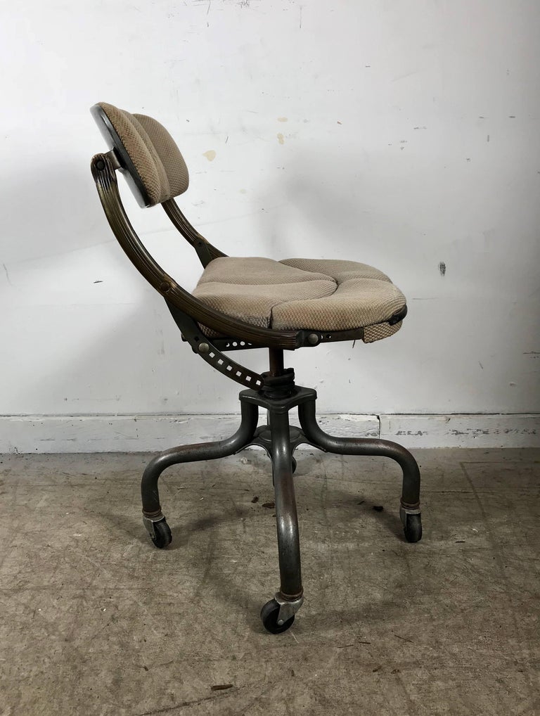 Early Antique Industrial Adjustable Rolling Desk Chair By Domore At 1stdibs
