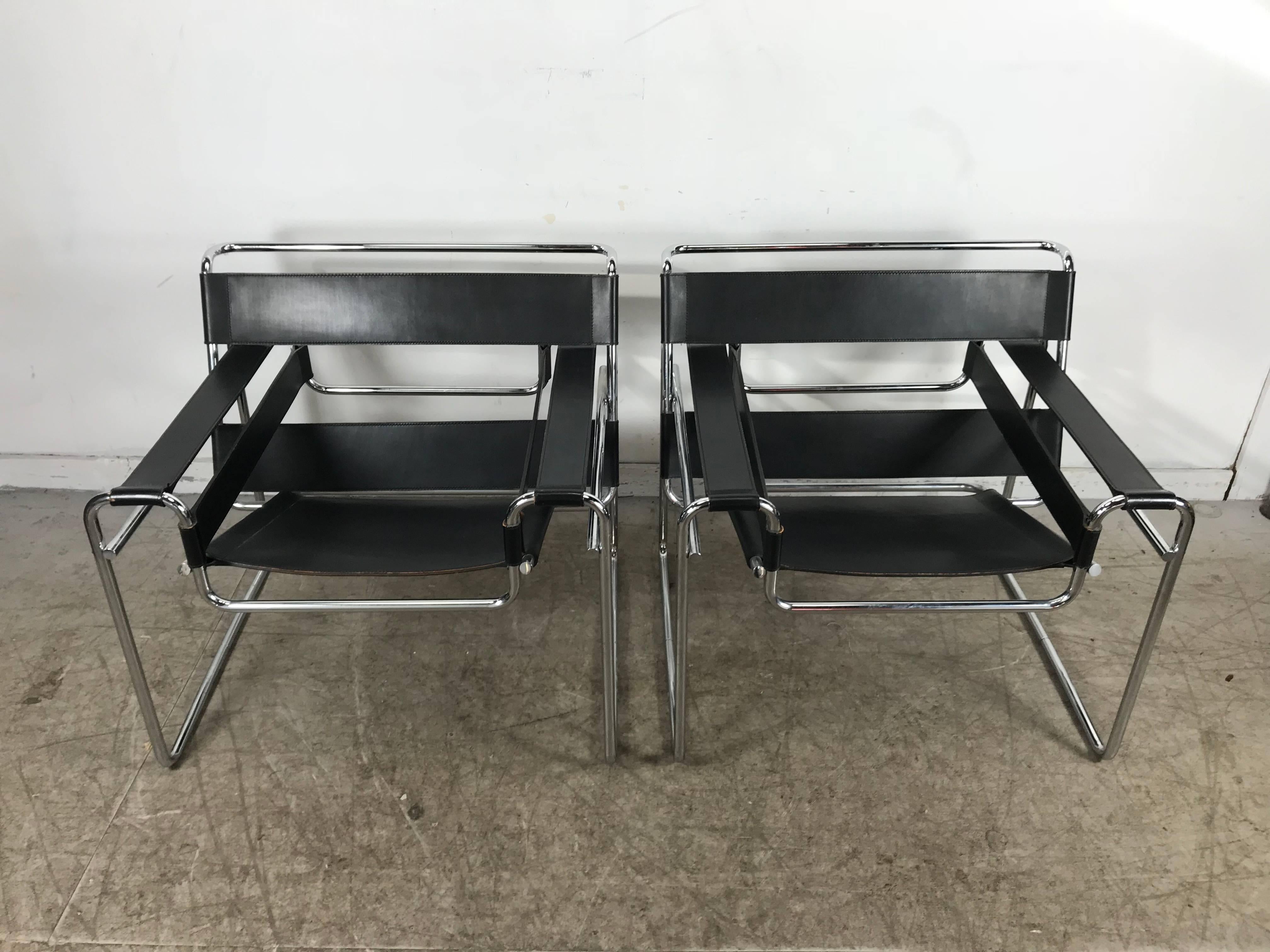 American Pair of Classic Bauhaus Marcel Breuer, Wassily Chairs for Knoll