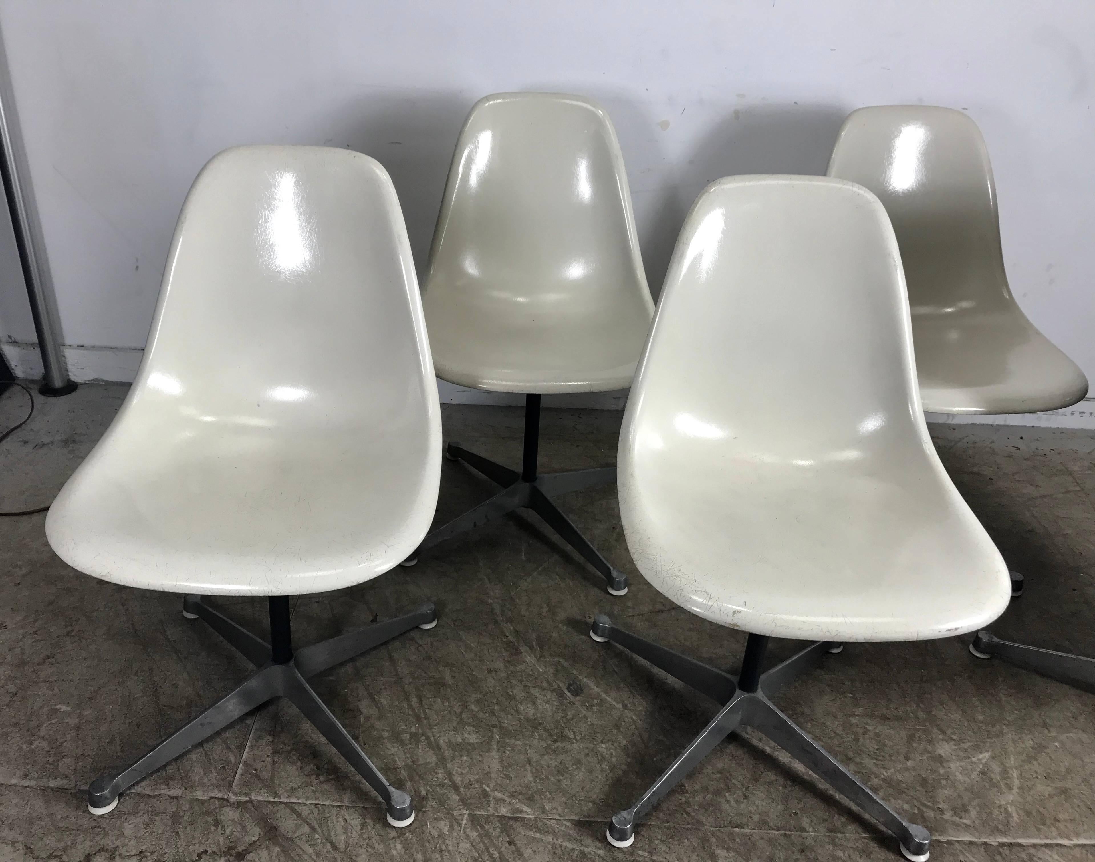 Mid-Century Modern Six Classic Fiberglass Swivel Side Shell Chairs Charles Eames, Herman Miller For Sale