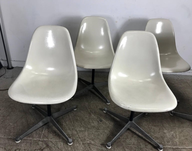 American Six Classic Fiberglass Swivel Side Shell Chairs Charles Eames, Herman Miller For Sale