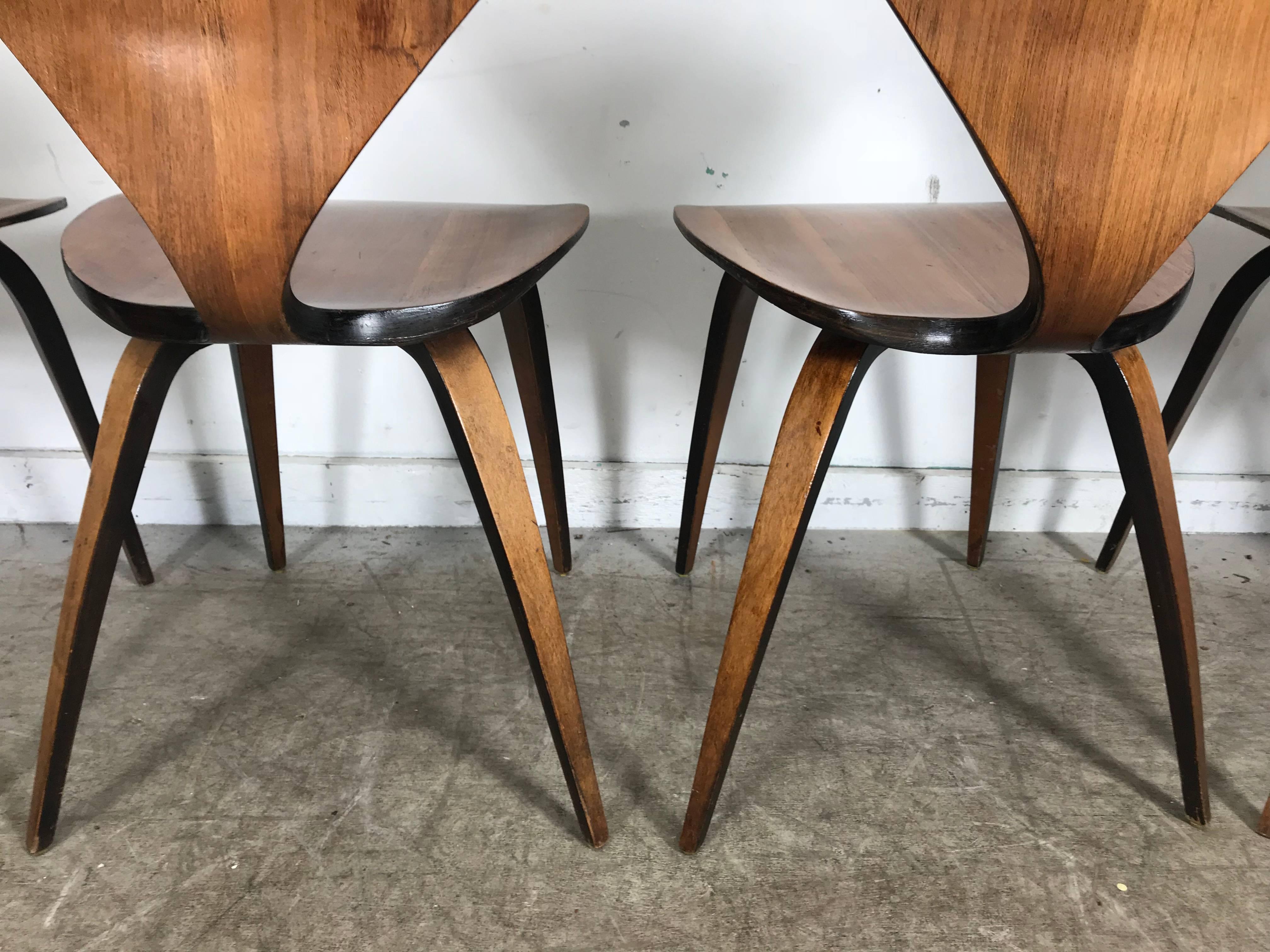 20th Century Set of Four Classic Modern Plywood Side Chairs by Norman Cherner for Plycraft