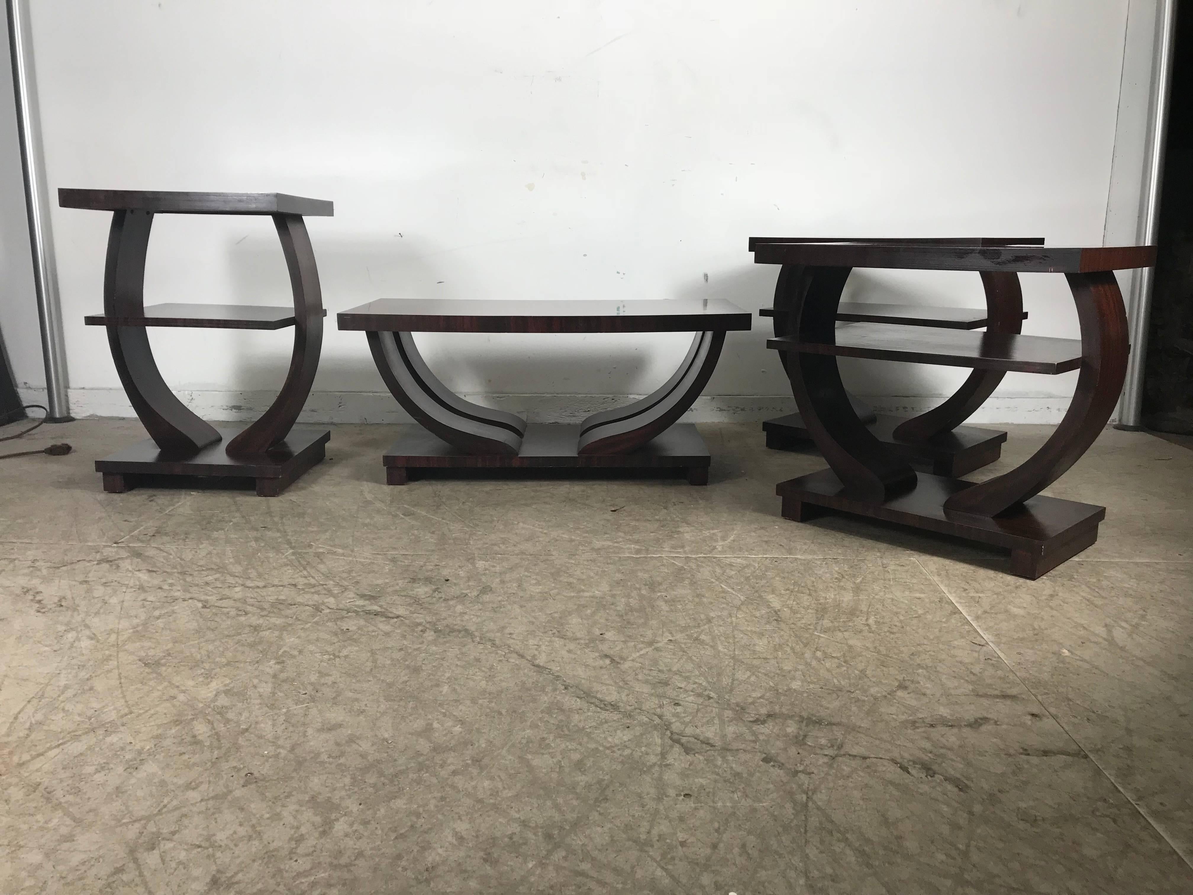 Set of Four Art American Deco Tables Attributed to Brown Saltman 1