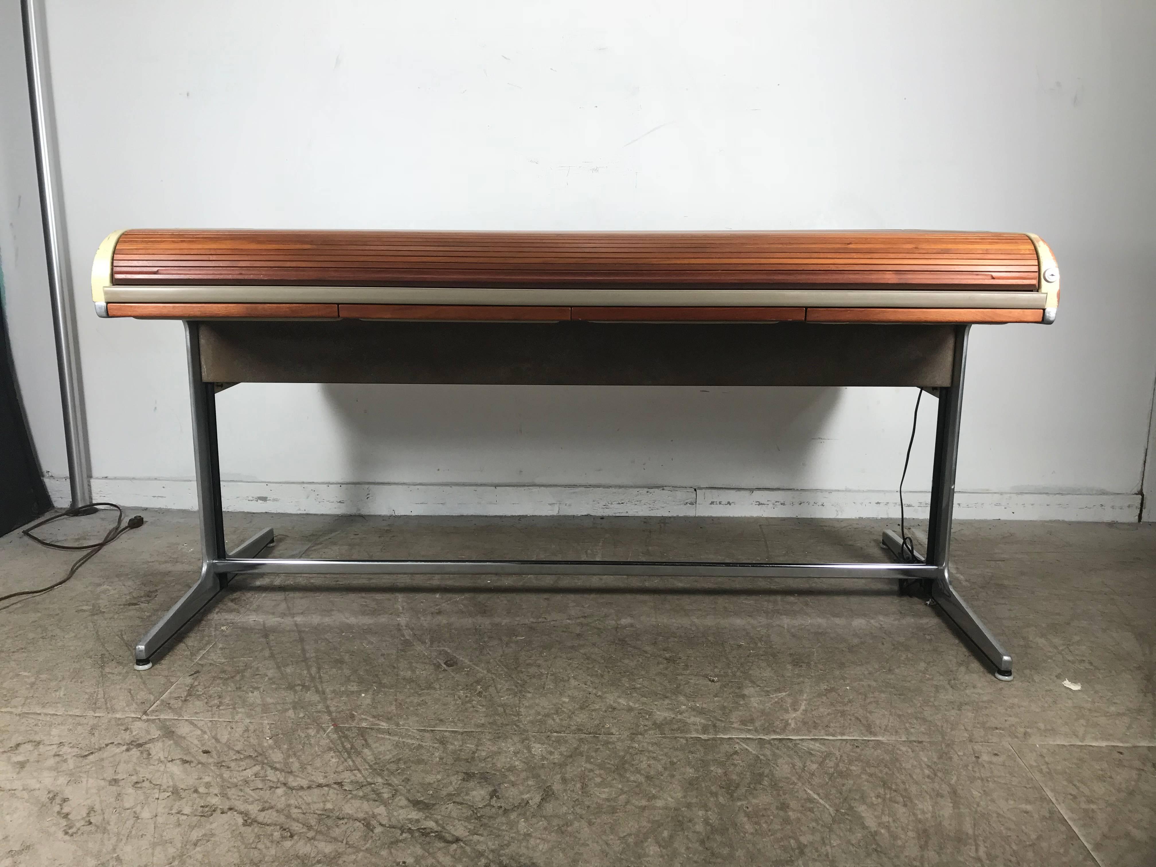 Early Modernist George Nelson Tambour Roll Top Desk, 1964 1