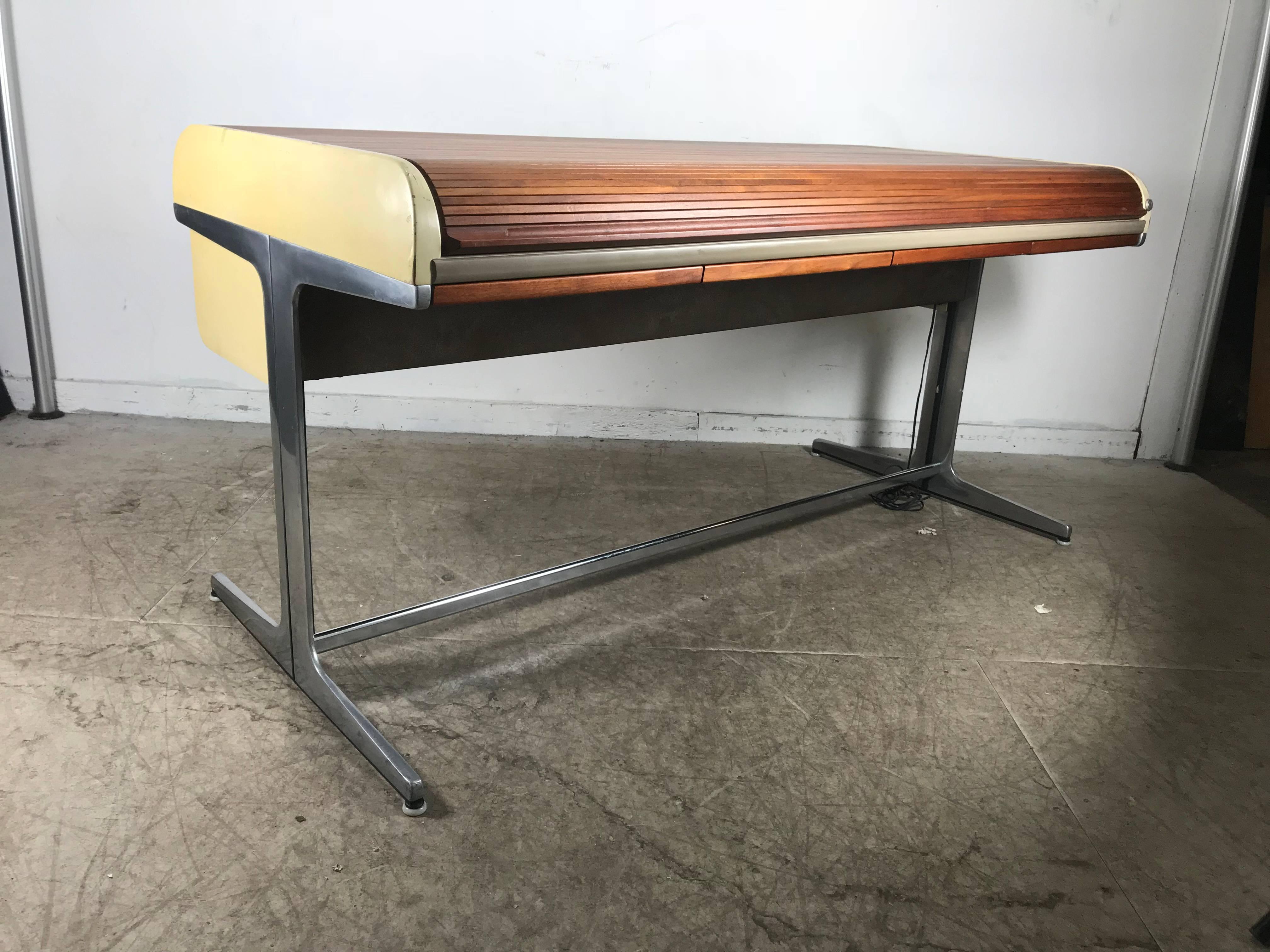Mid-Century Modern Early Modernist George Nelson Tambour Roll Top Desk, 1964