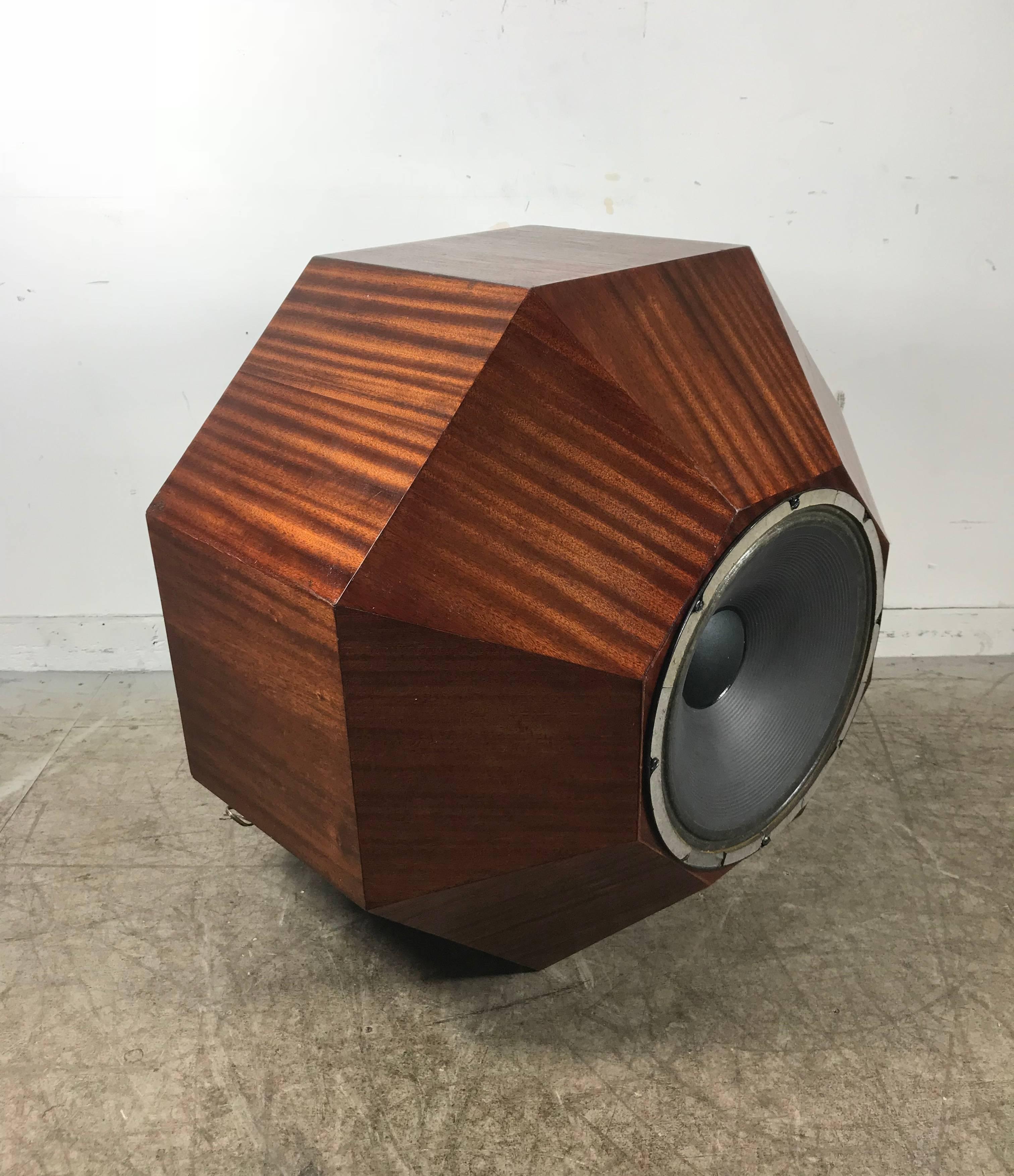 Hand-Crafted Unusual Oversized Eight-Sided Ribbon Mahogany Speaker, Space Age Sculpture