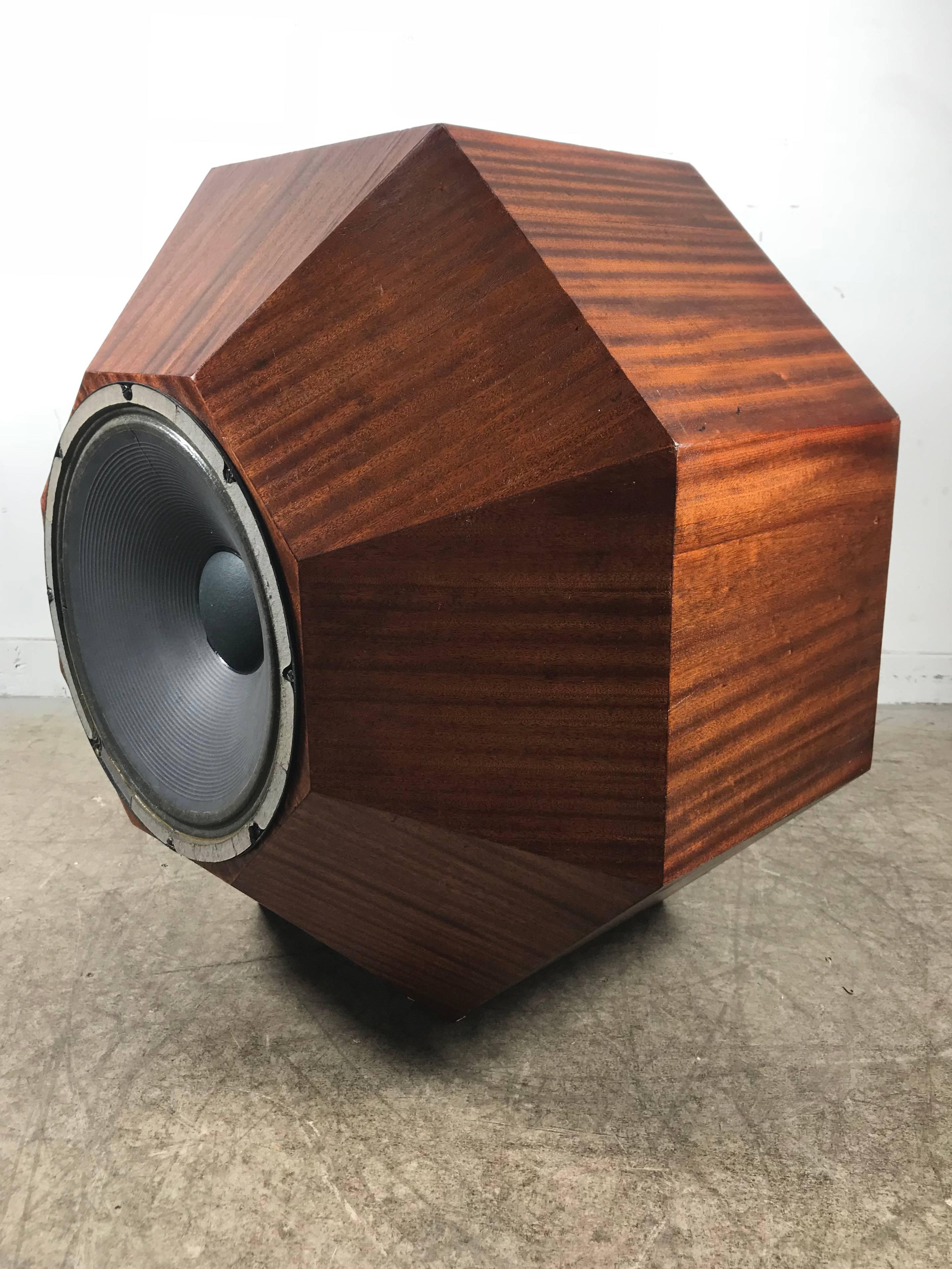 American Unusual Oversized Eight-Sided Ribbon Mahogany Speaker, Space Age Sculpture