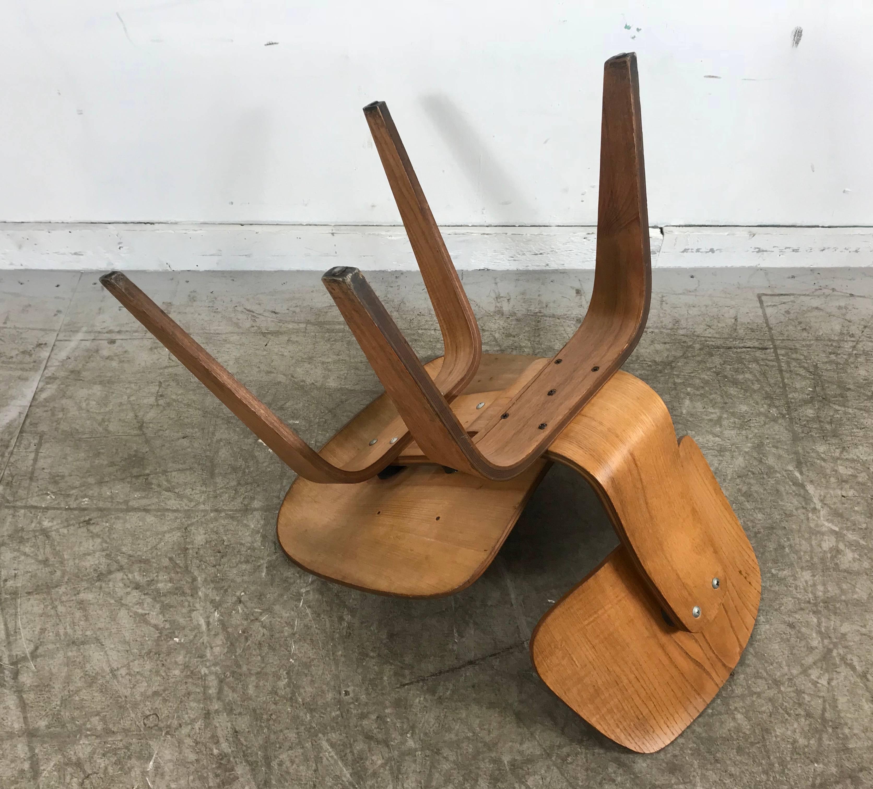 Rare Early Production Pair of Leather and Walnut D C W's by Charles Eames 3
