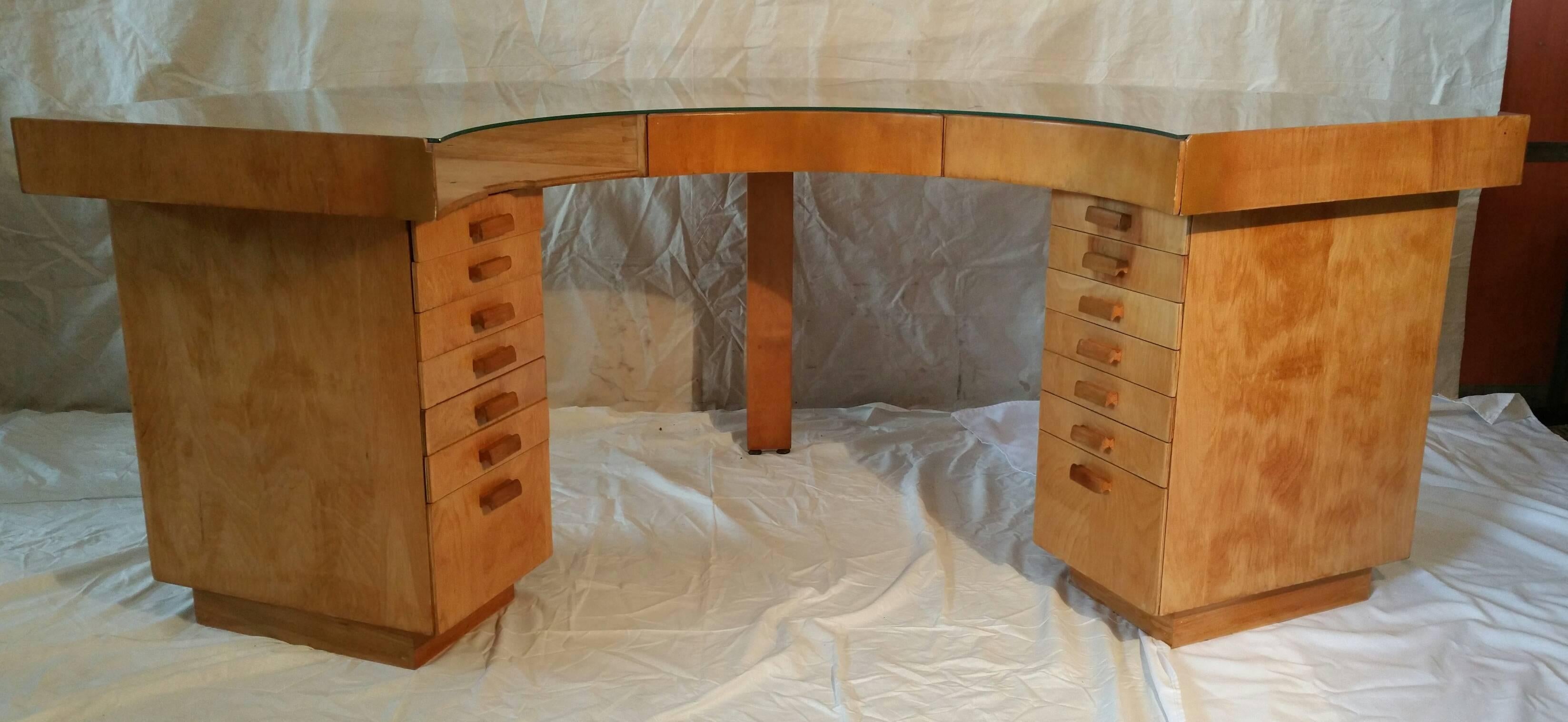 Art Deco Birch Plywood Jewelers Desk, Manner of Alvar Aalto In Good Condition For Sale In Buffalo, NY