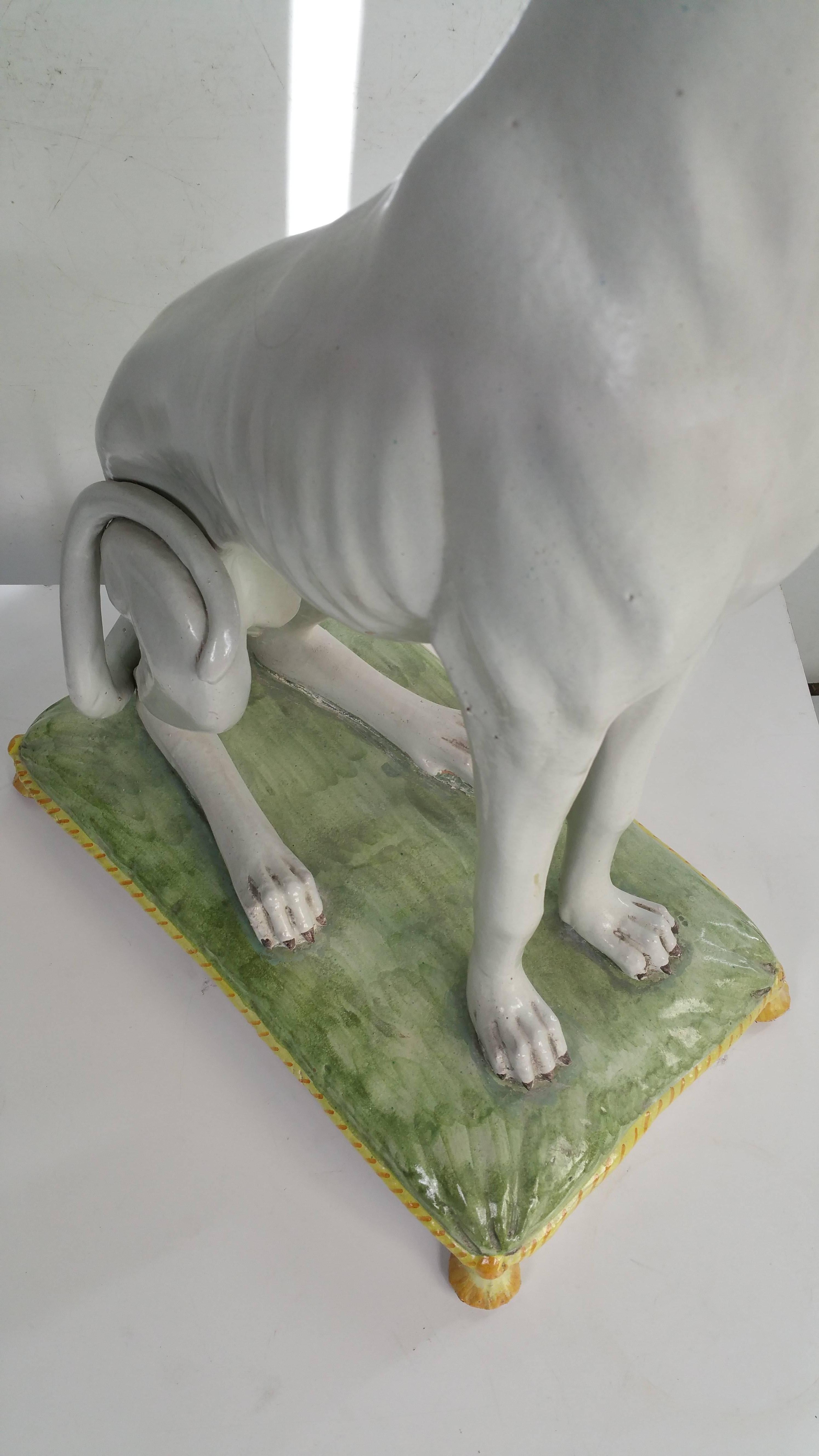 Molded Monumental Italian Ceramic Greyhound Planter