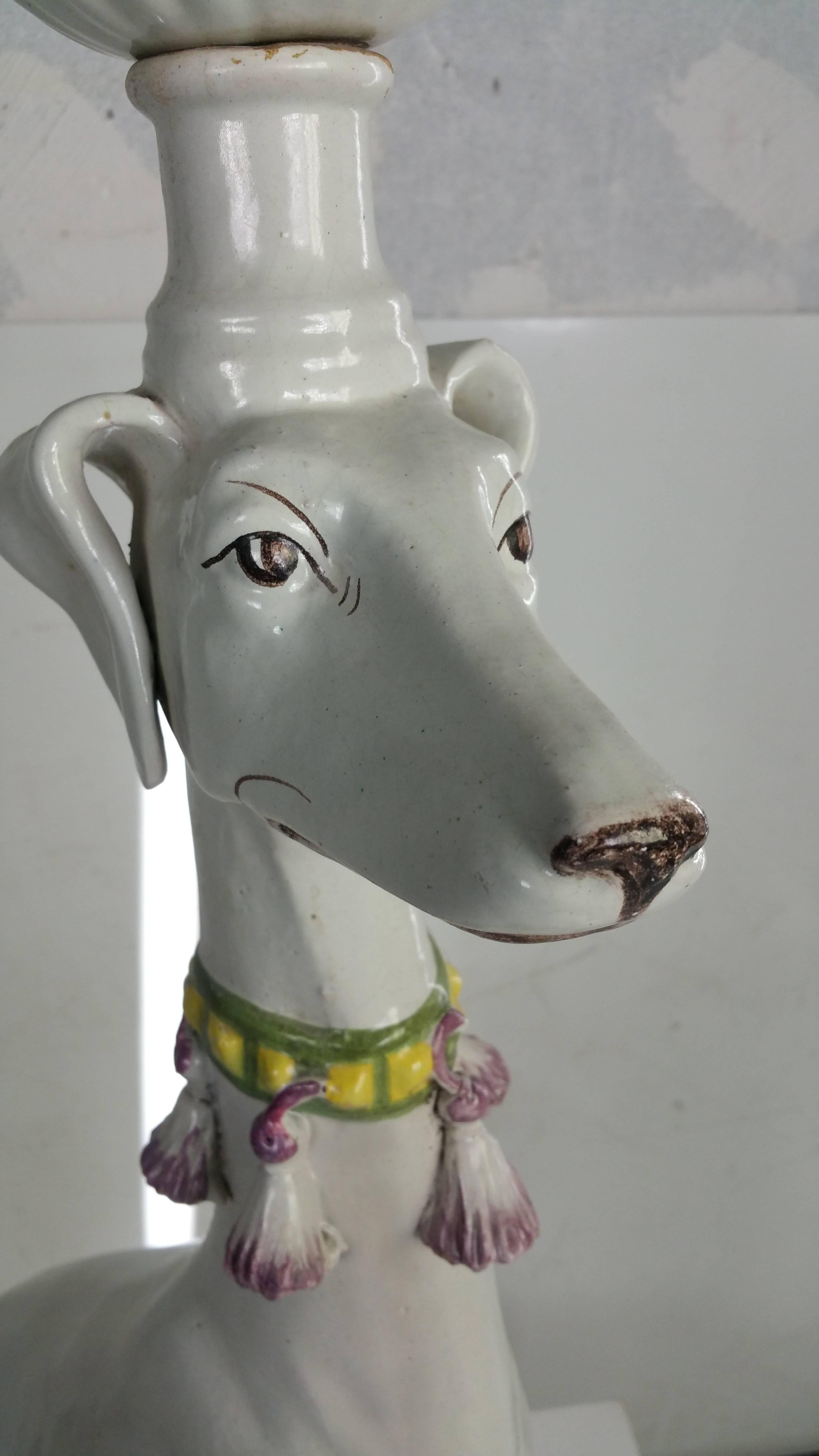 Hollywood Regency Monumental Italian Ceramic Greyhound Planter