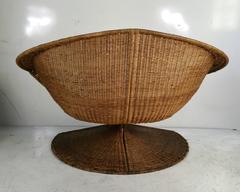 Rare Danny Ho Fong Wicker "Lotus" Lounge Chair, 1960s