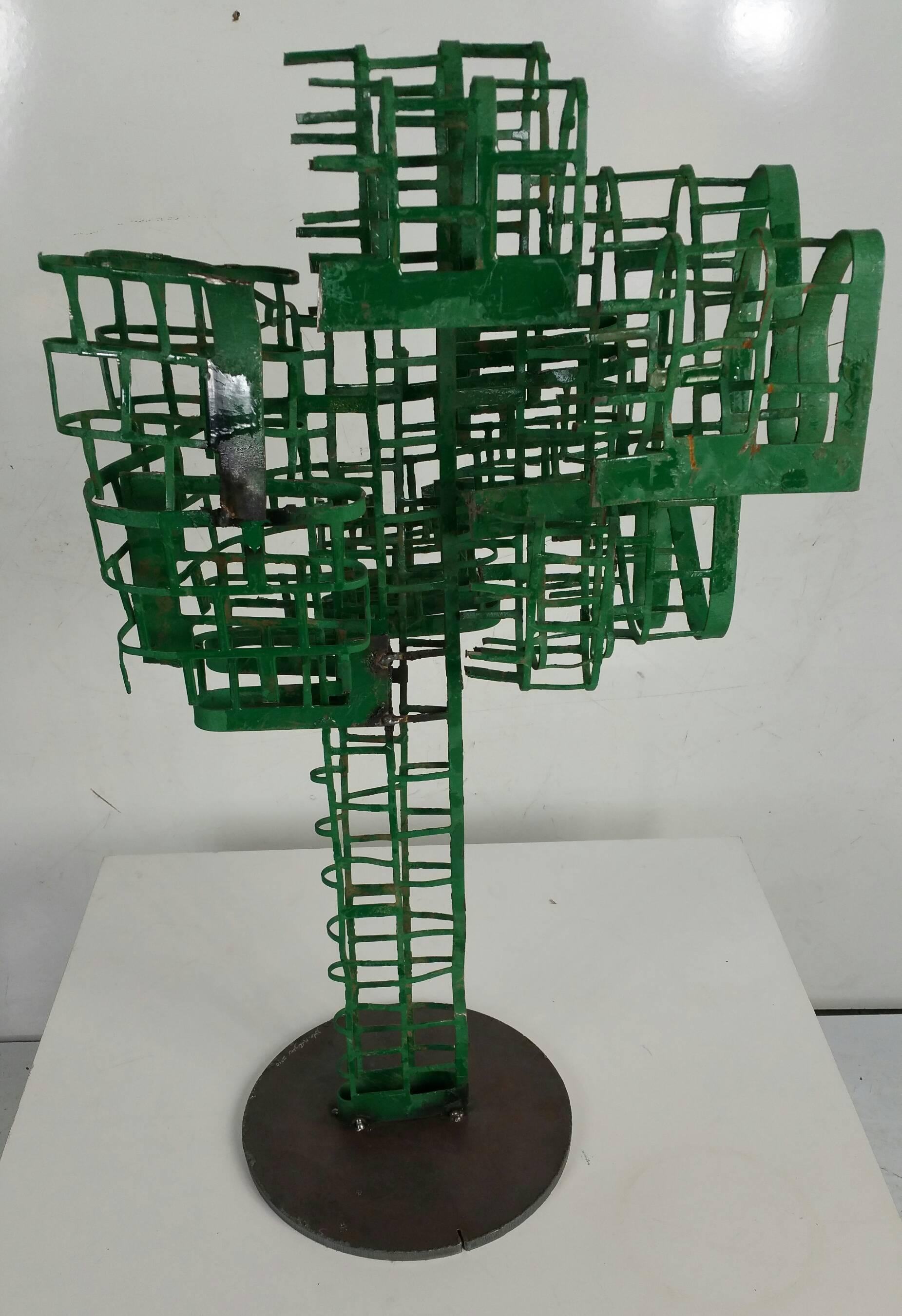 Wonderful formed steel sculpture titled 'New York City Apartment' exicuted by John Metzen,Buffalo New York artist,, Great color,form,,Strong presence,,