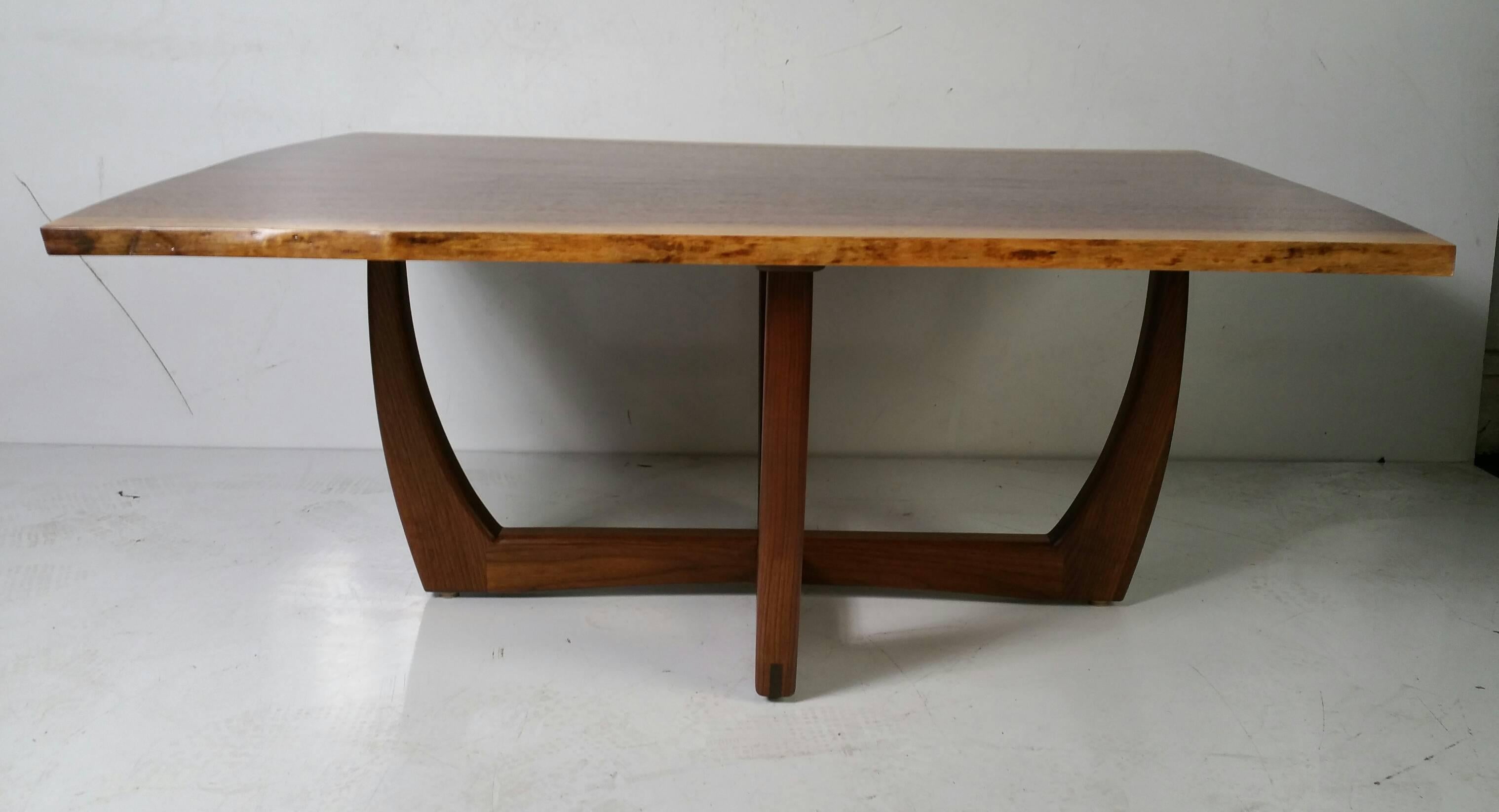American Modernist Free-Edge Figured Walnut Coffee Table, Griff Logan For Sale
