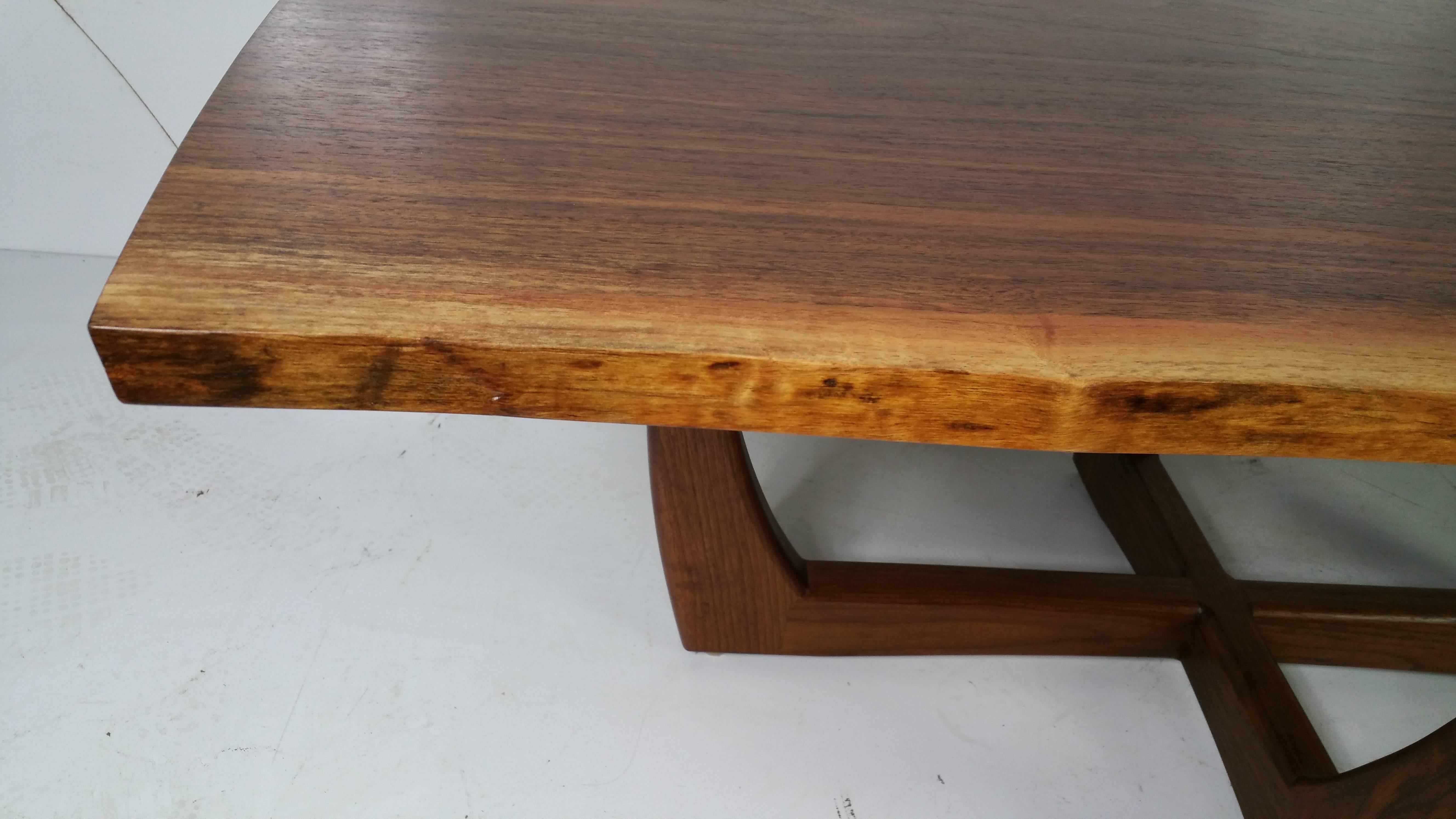 Contemporary Modernist Free-Edge Figured Walnut Coffee Table, Griff Logan For Sale