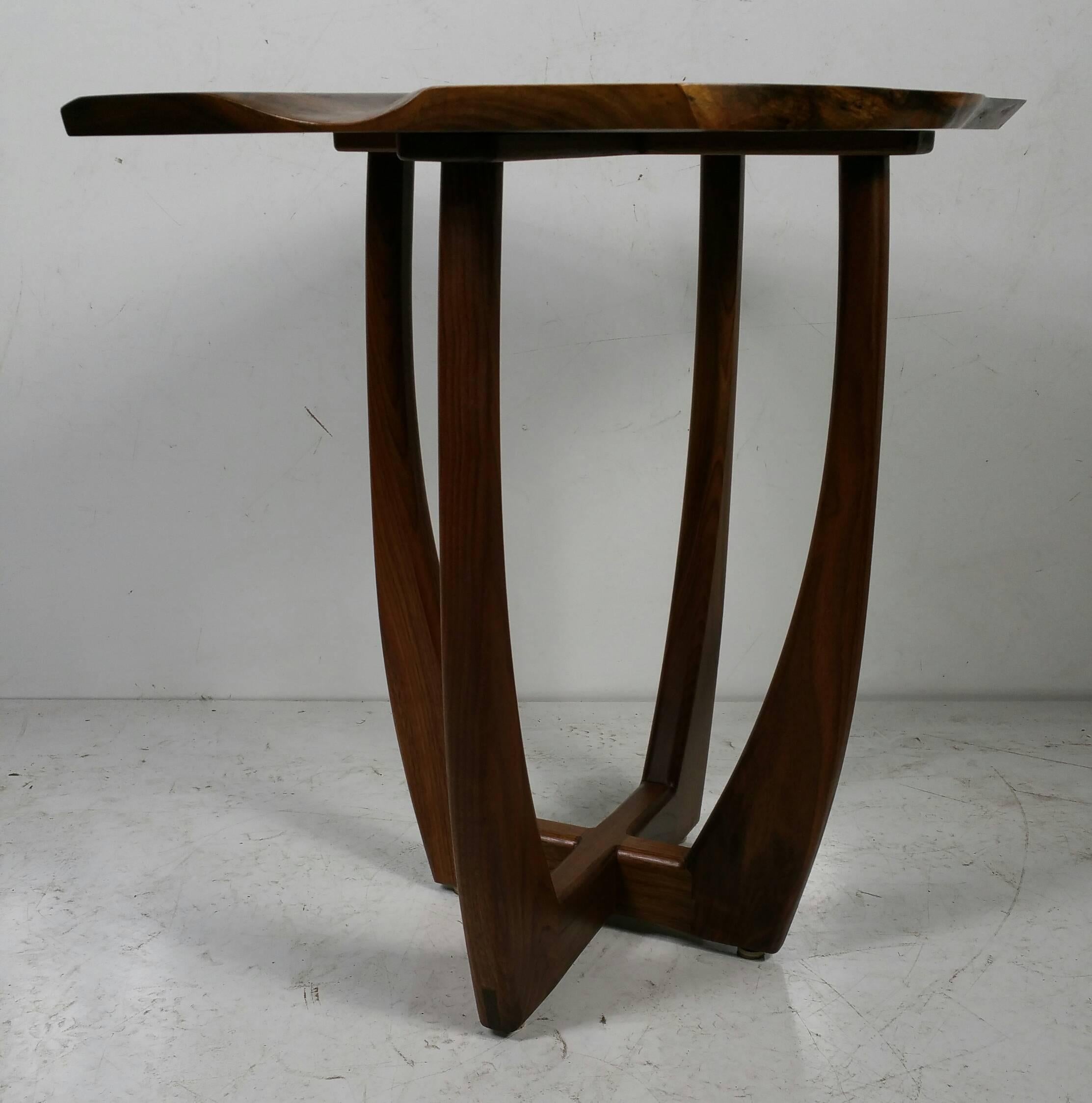 Modernist Free Edge Figured Walnut Table by Griff Logan For Sale 2