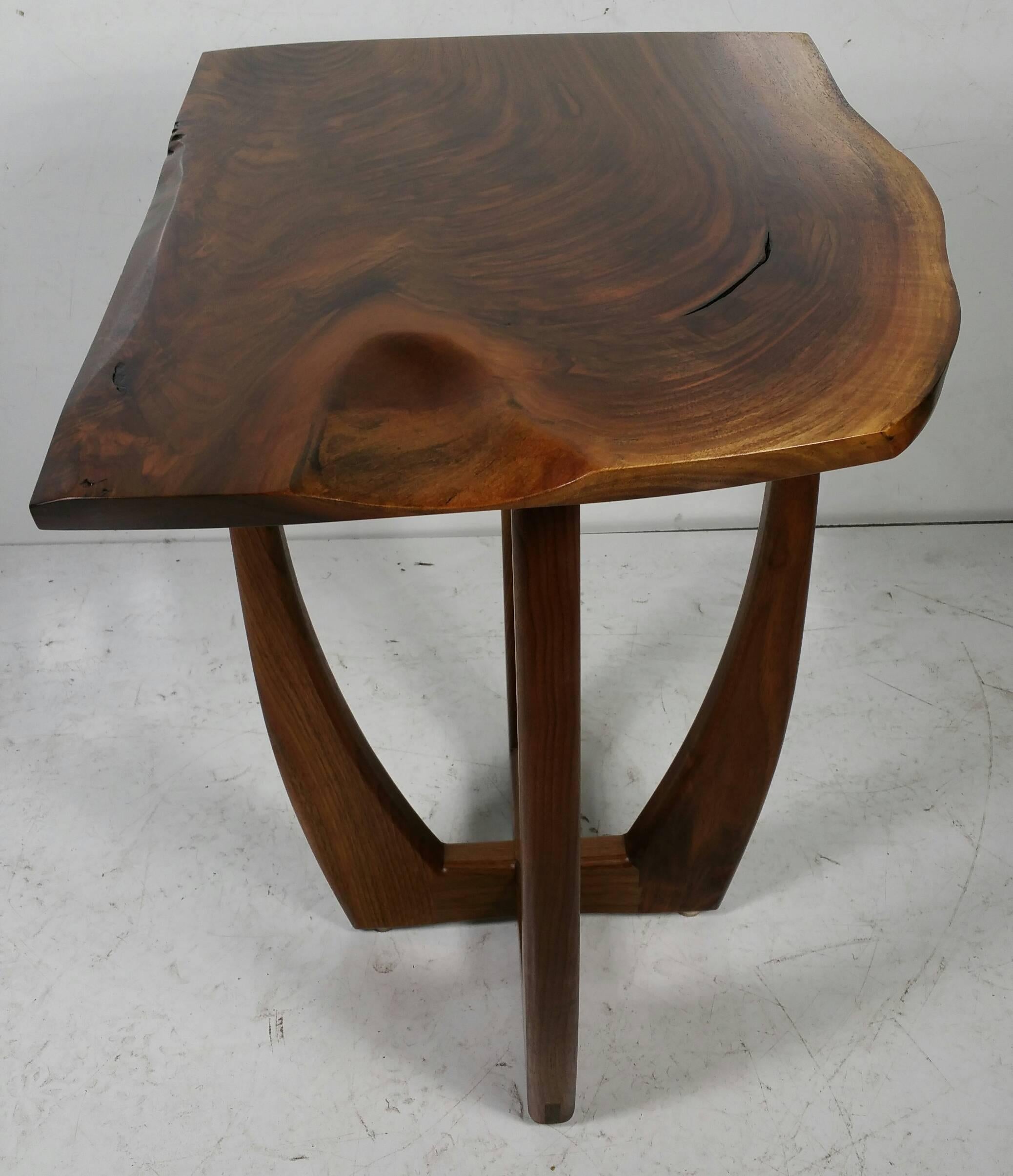 Contemporary Modernist Free Edge Figured Walnut Table by Griff Logan For Sale