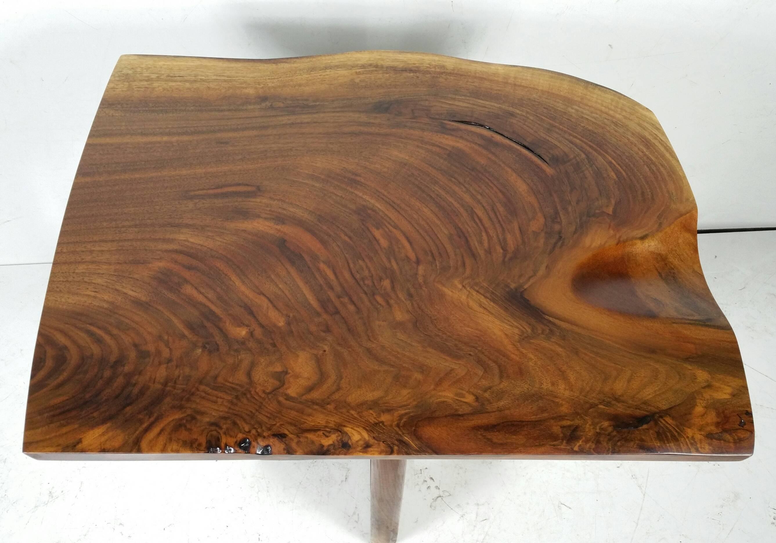 American Modernist Free Edge Figured Walnut Table by Griff Logan For Sale