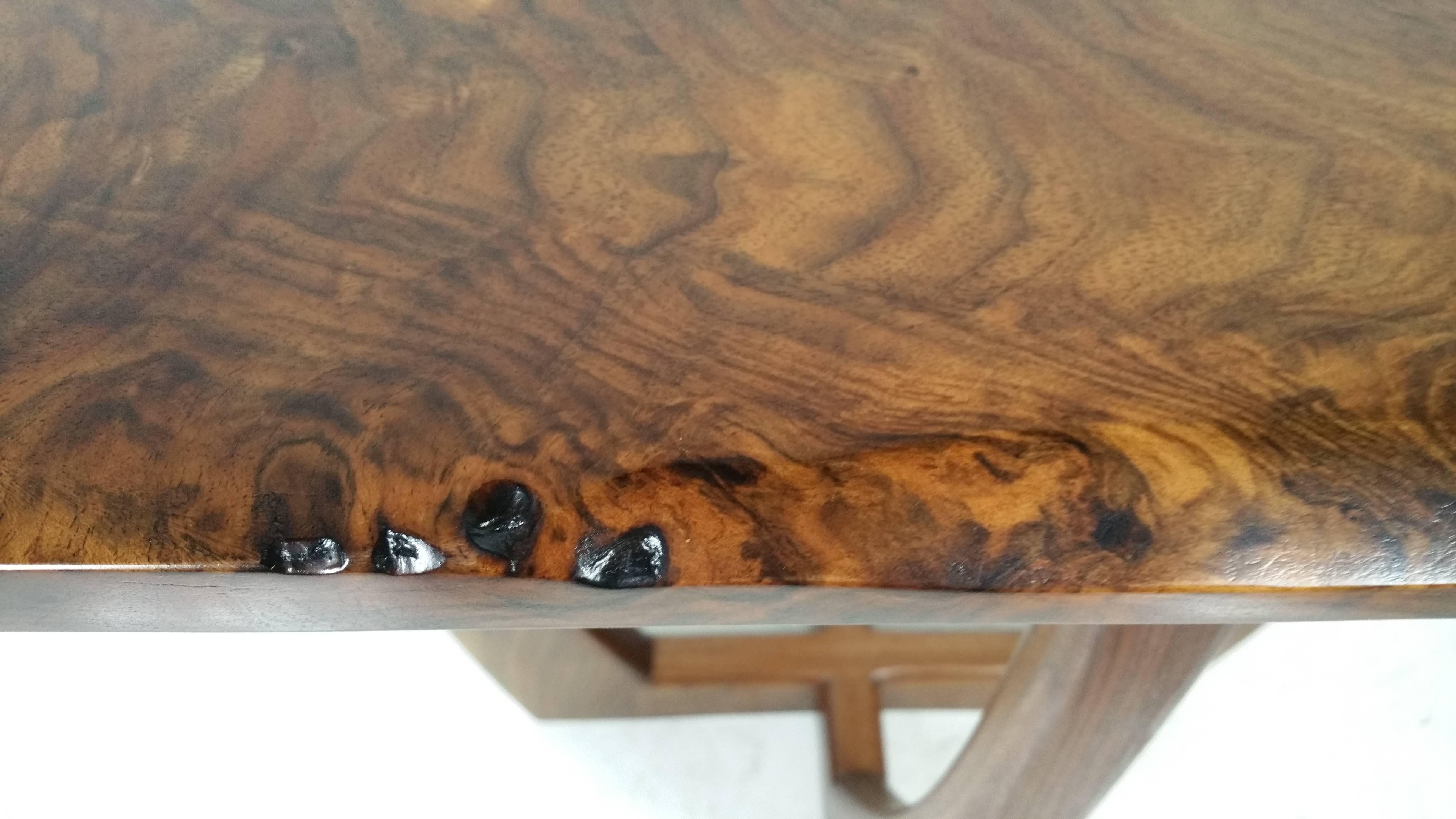 Mid-Century Modern Modernist Free Edge Figured Walnut Table by Griff Logan For Sale