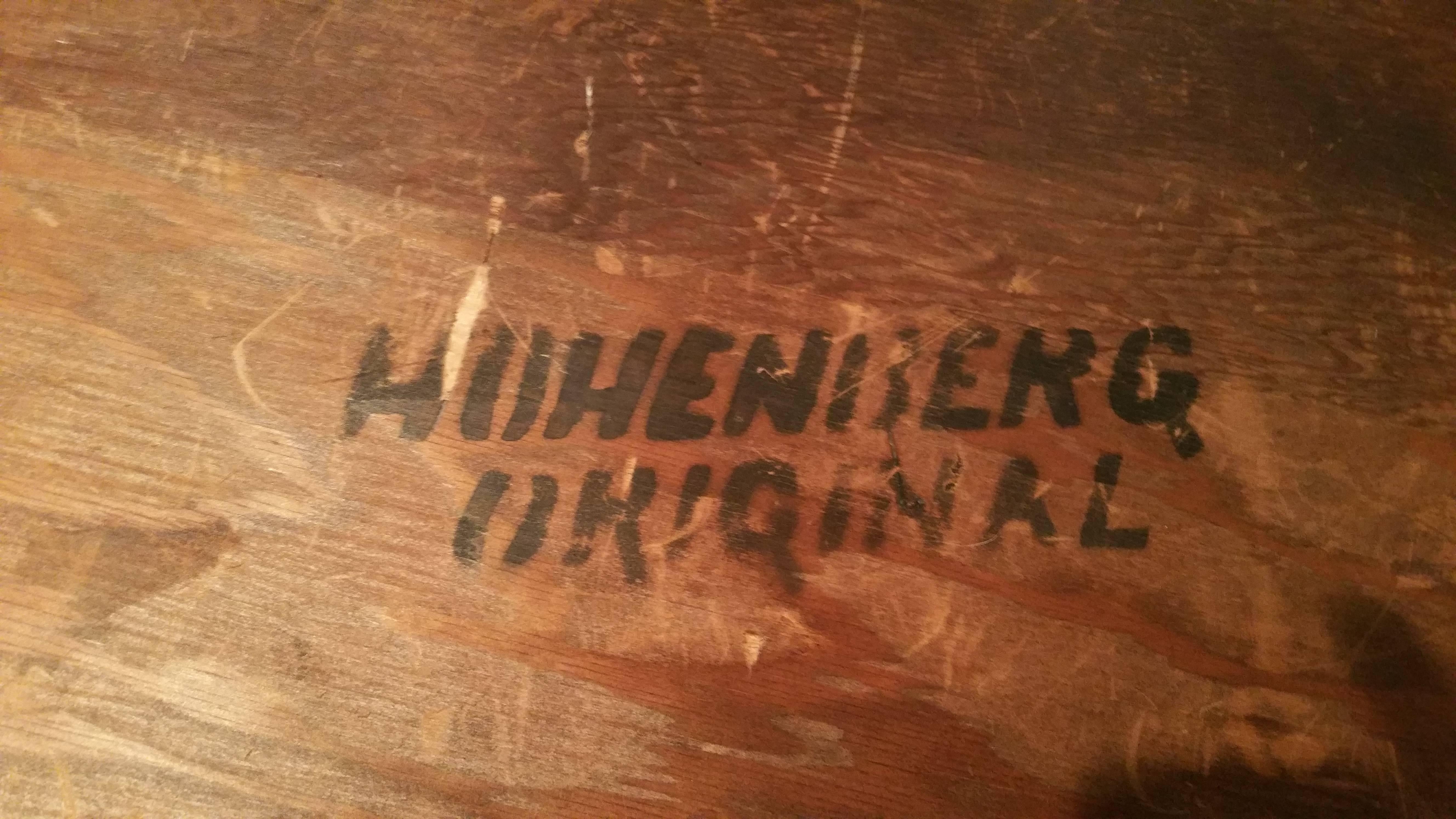 Rare Asymmetric 'Guitar Pick' Tile Top Coffee Table, Hohenberg Original In Good Condition In Buffalo, NY