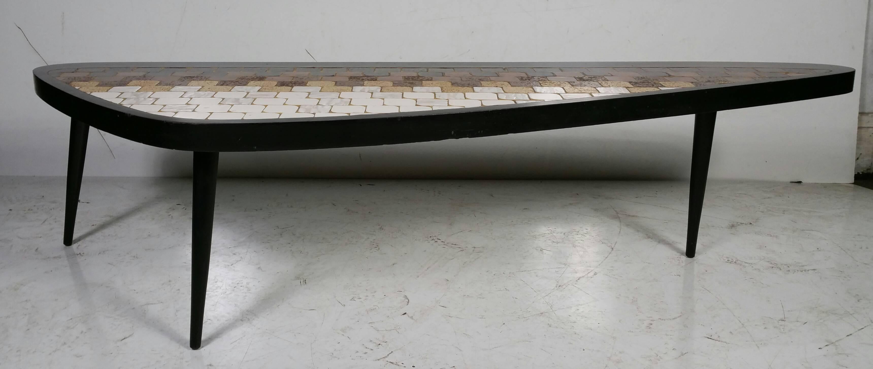 Mosaic Rare Asymmetric 'Guitar Pick' Tile Top Coffee Table, Hohenberg Original