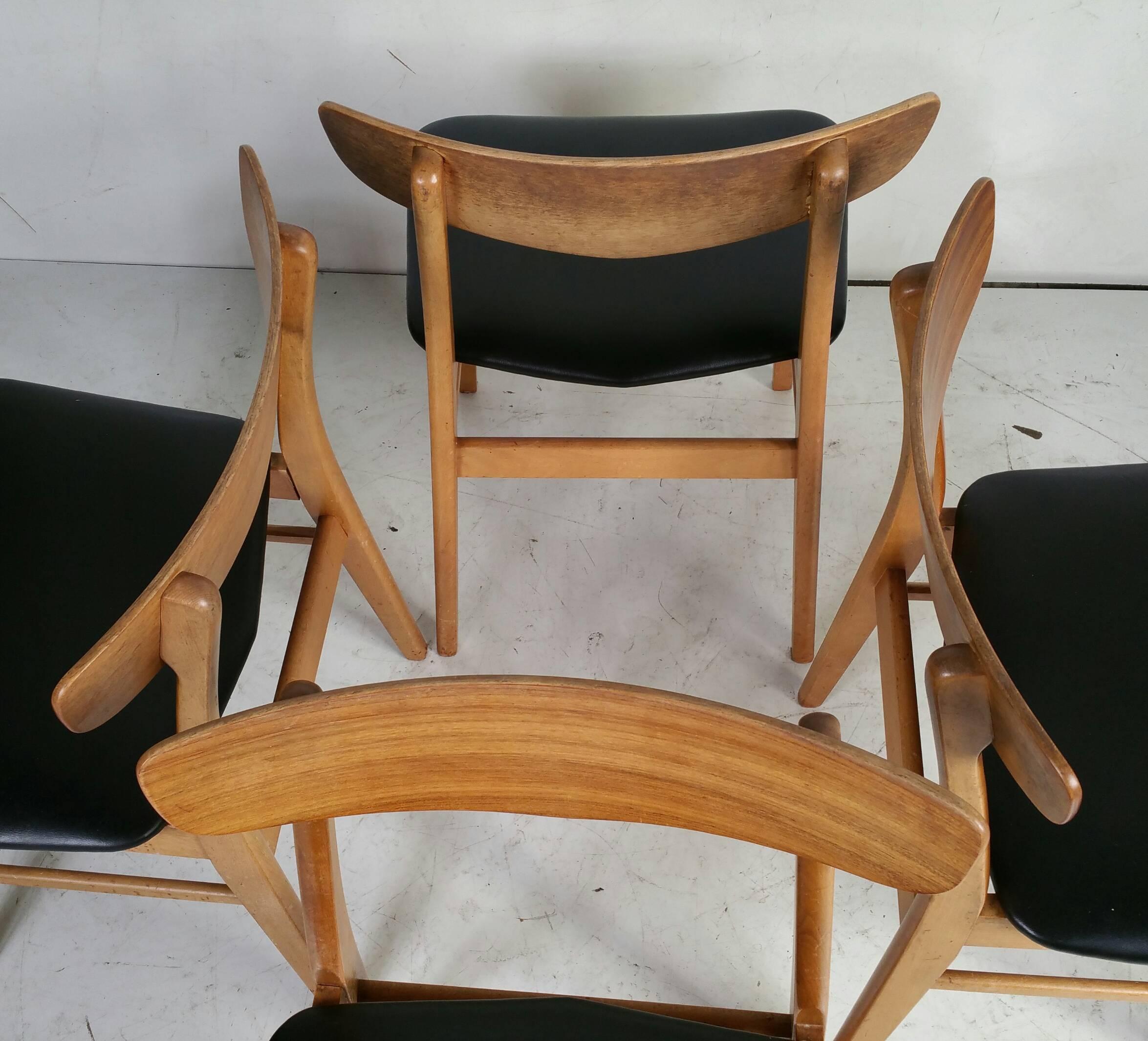 Naugahyde Set of Four Danish Modern Dining Chairs