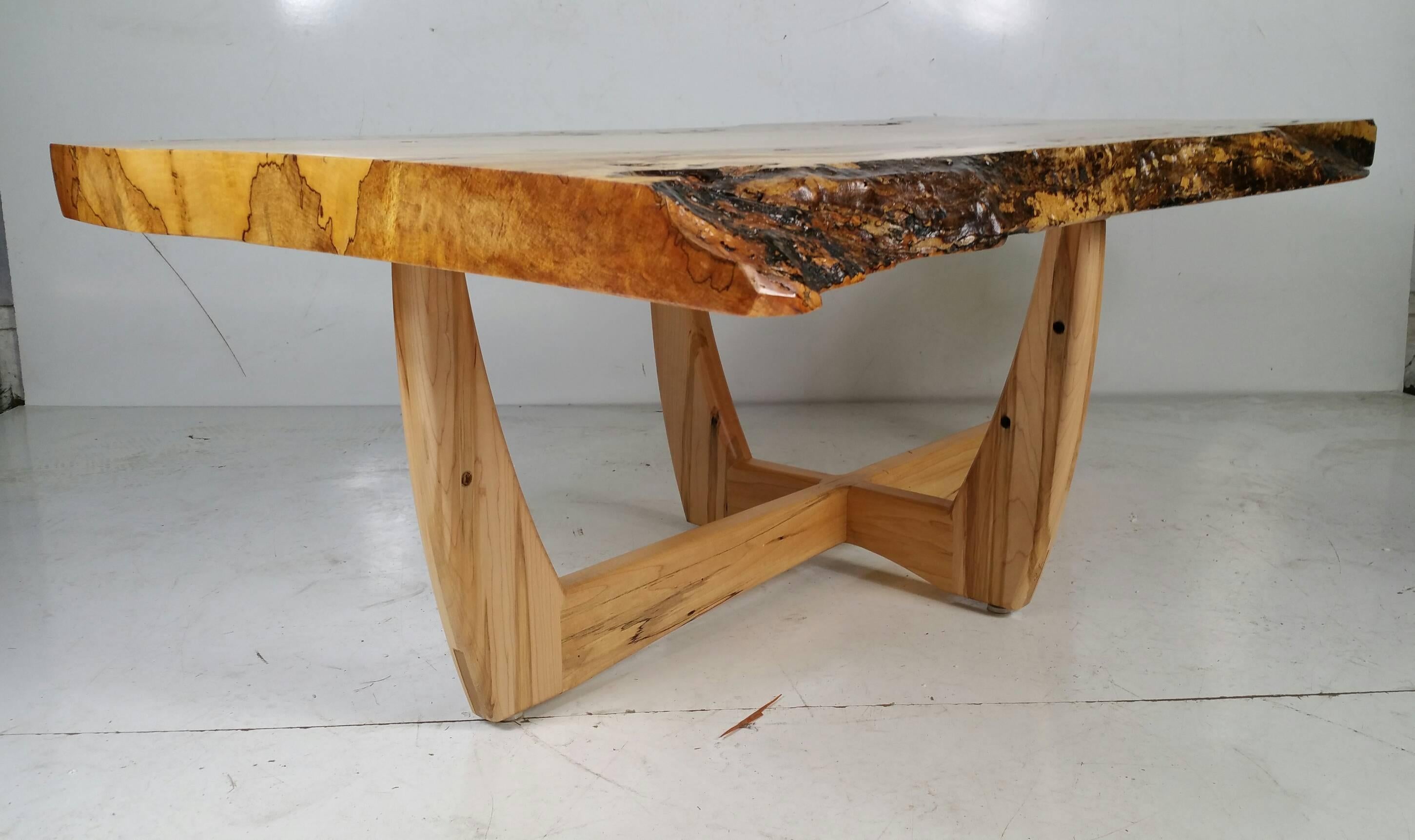 Figured spalted maple wood modernist coffee table, Griff Logan exhibits:
2013 Arts Council For Wyoming County, Perry, NY, “Local Color”
2007–present Ashwood Artisans, East Aurora, NY

Education:
1987-88 Graphic Careers Design School, Rochester,