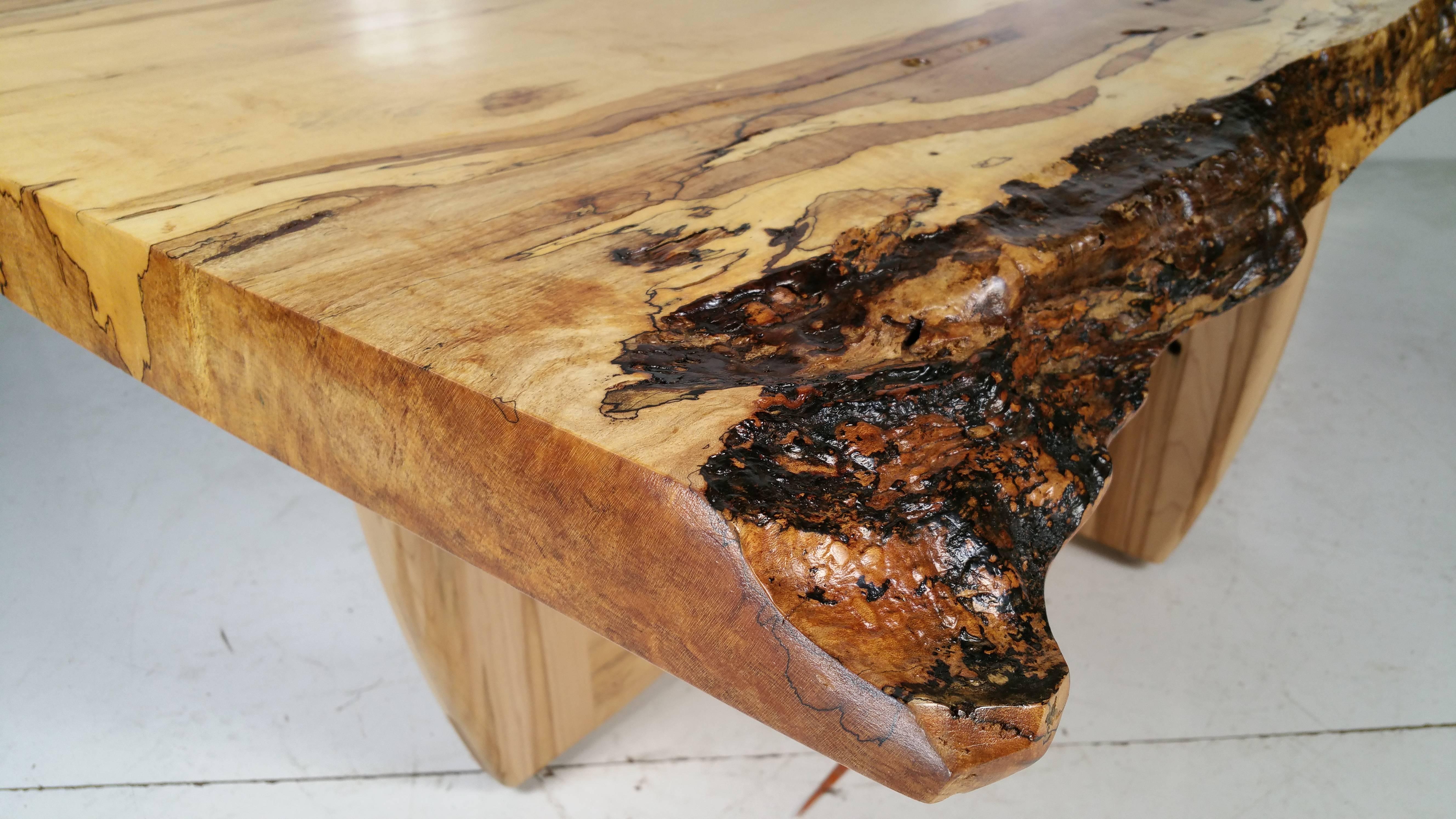 Contemporary Modernist Figured Spalted Maple Coffee Table by Griff Logan For Sale