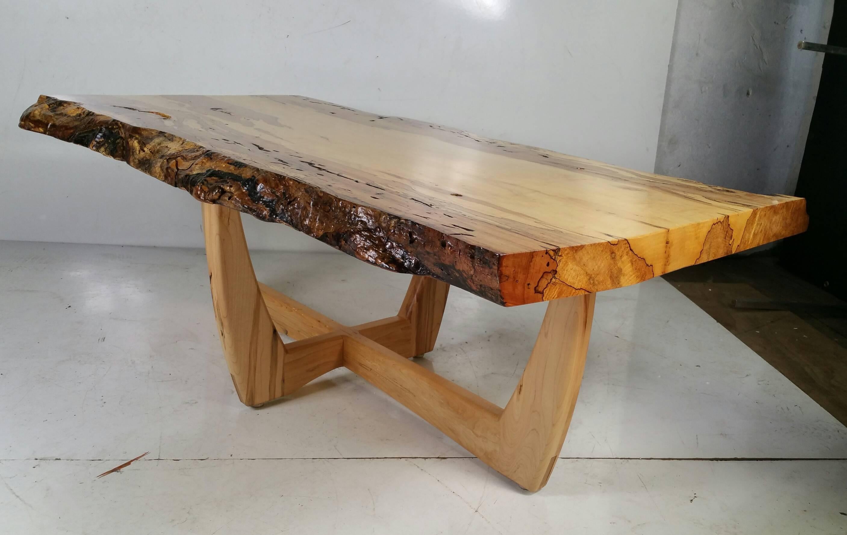 Hand-Carved Modernist Figured Spalted Maple Coffee Table by Griff Logan For Sale