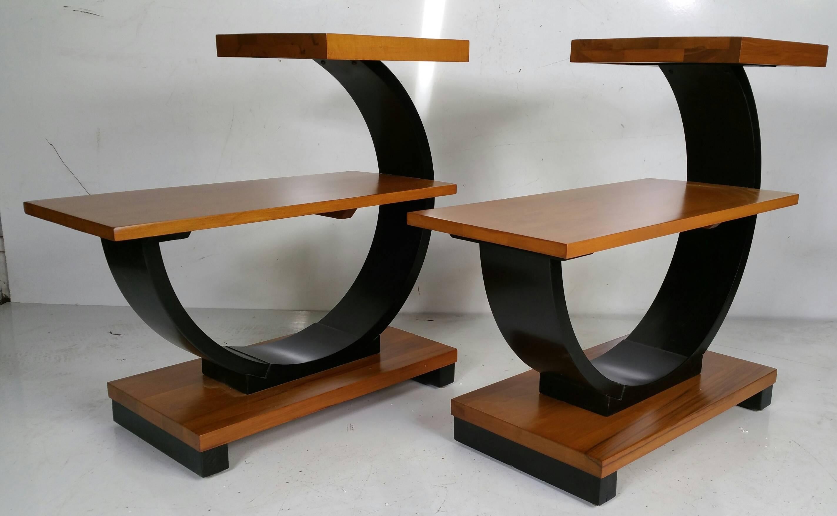 Wood Rare Modernage Half Circle Art Deco Tables