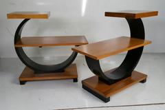 Rare Modernage Half Circle Art Deco Tables