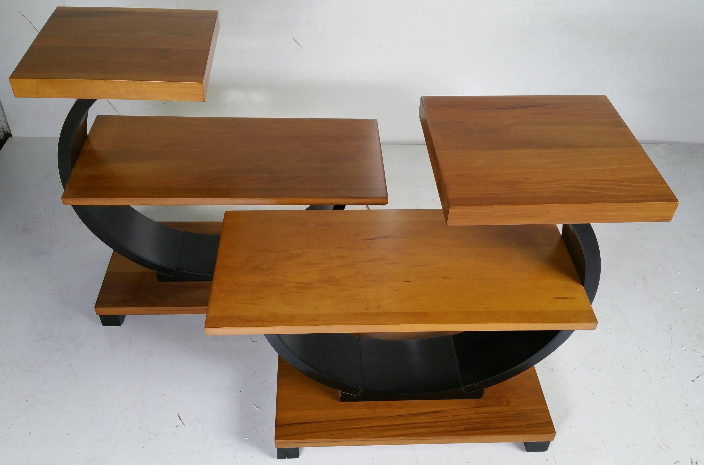Lacquered Rare Modernage Half Circle Art Deco Tables