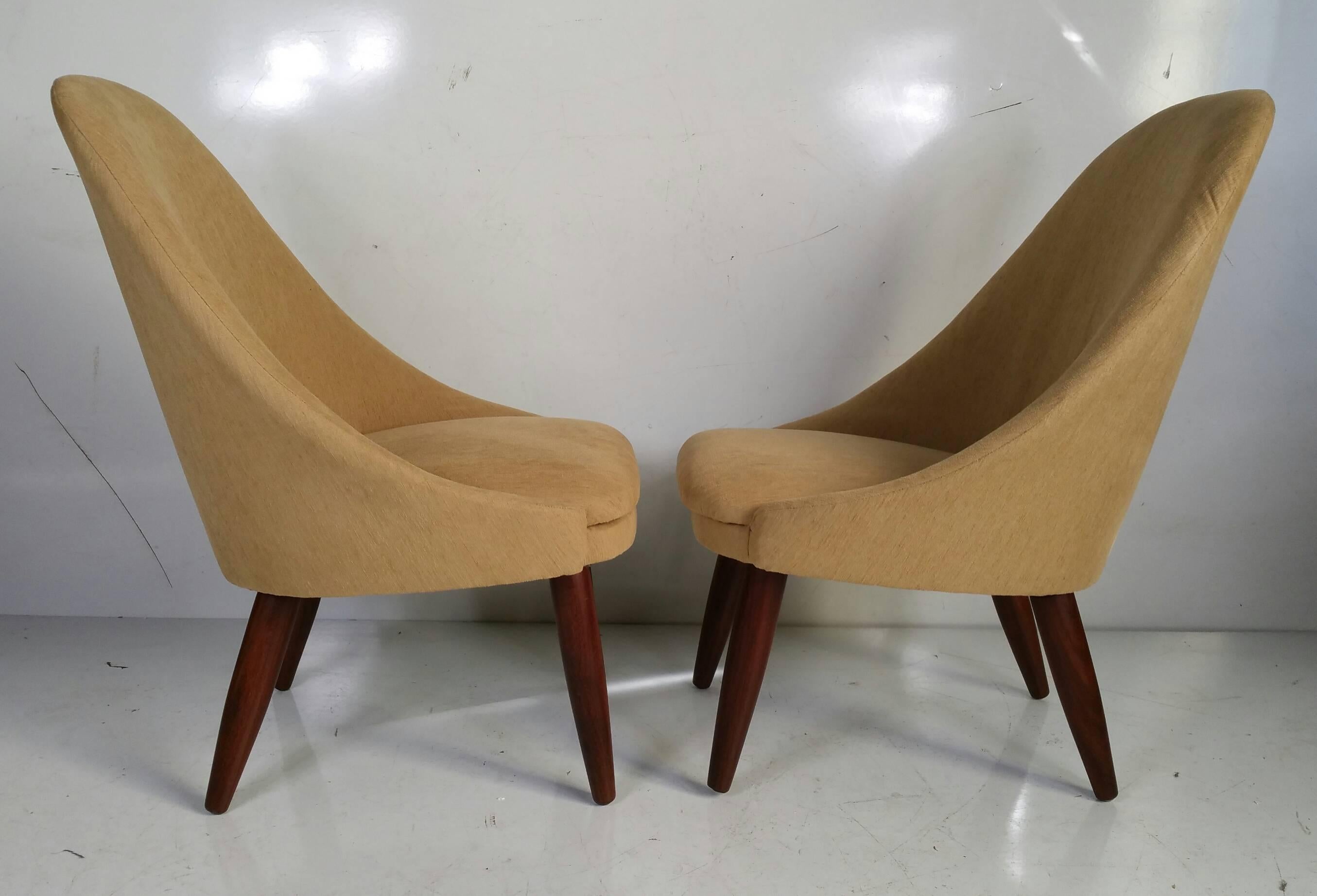 Upholstery Pair of Danish Slipper Chairs by Ejvind Johansson