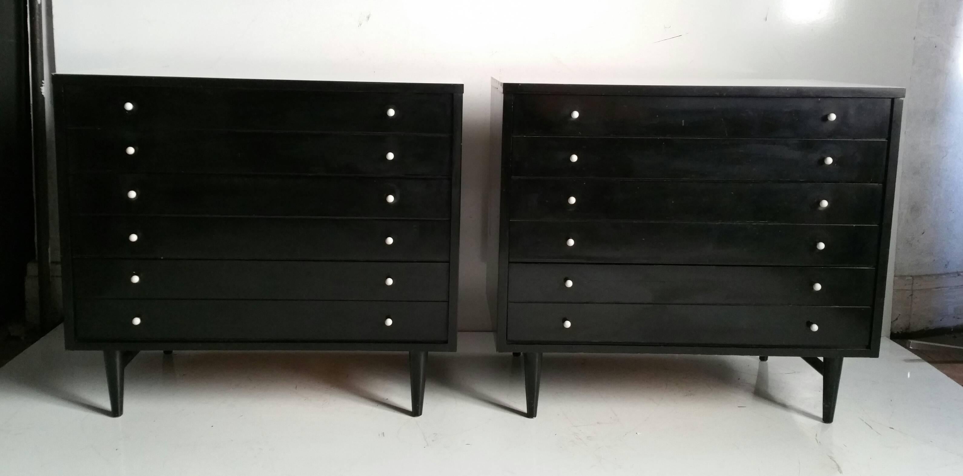 Lacquered Pair of Modernist Ebonized American of Martinsville Dressers