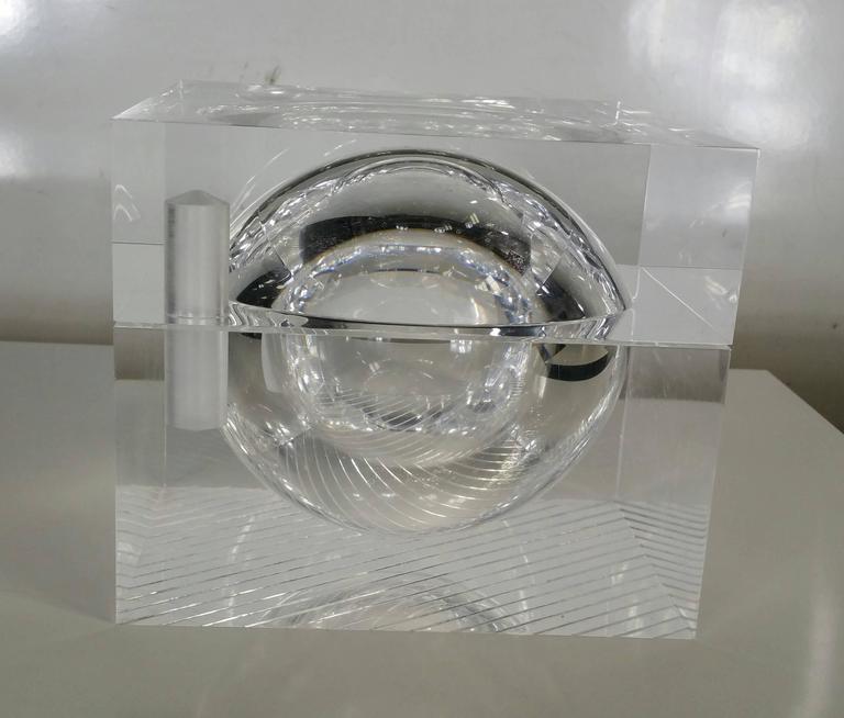 Lucite Ice Bucket with Swivel Lid at 1stDibs