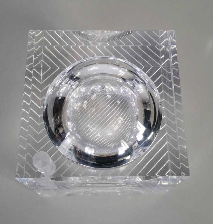 Lucite Ice Bucket with Swivel Lid at 1stDibs