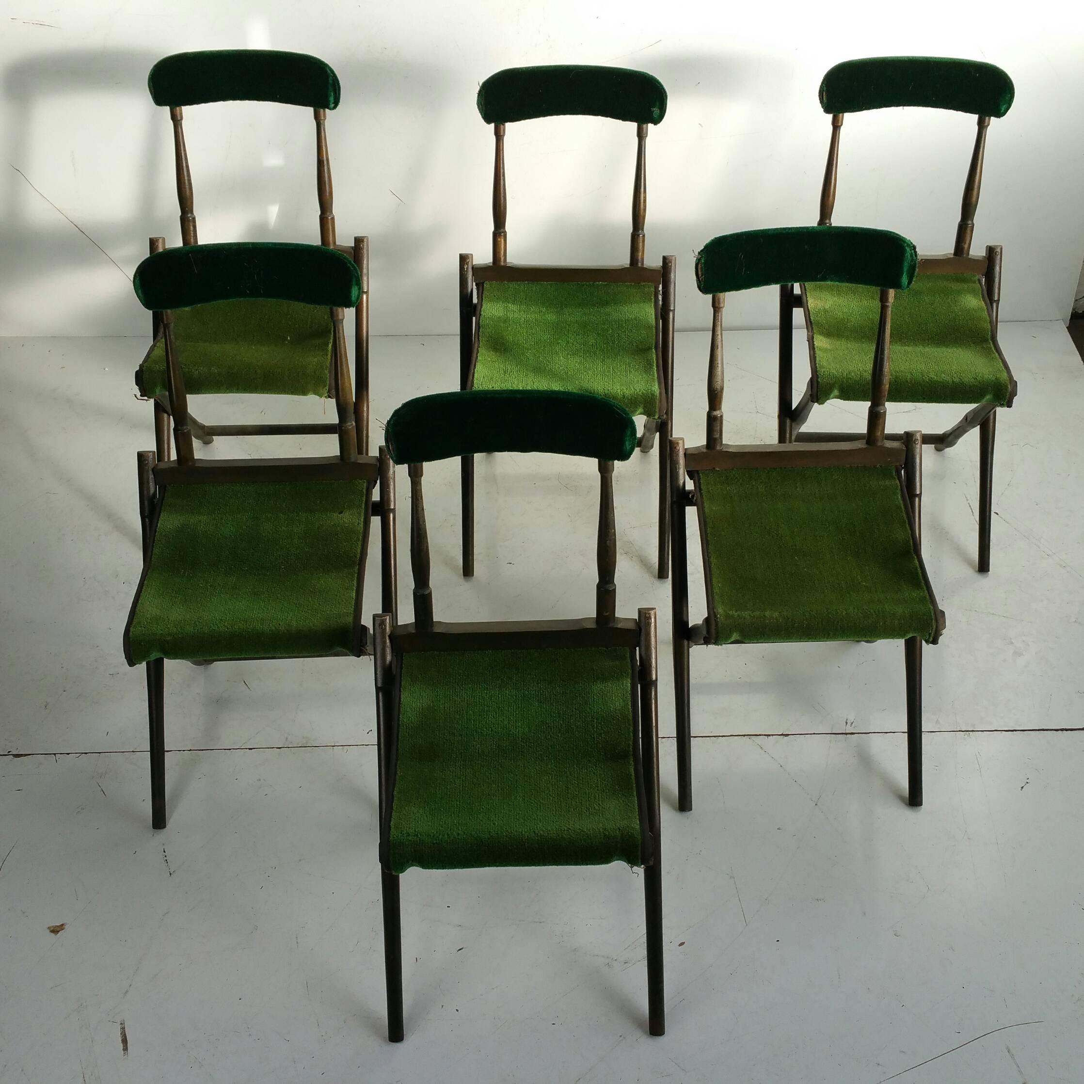 Late Victorian Set of Six Folding Camp Chairs, B.J.Harrison Son Co.