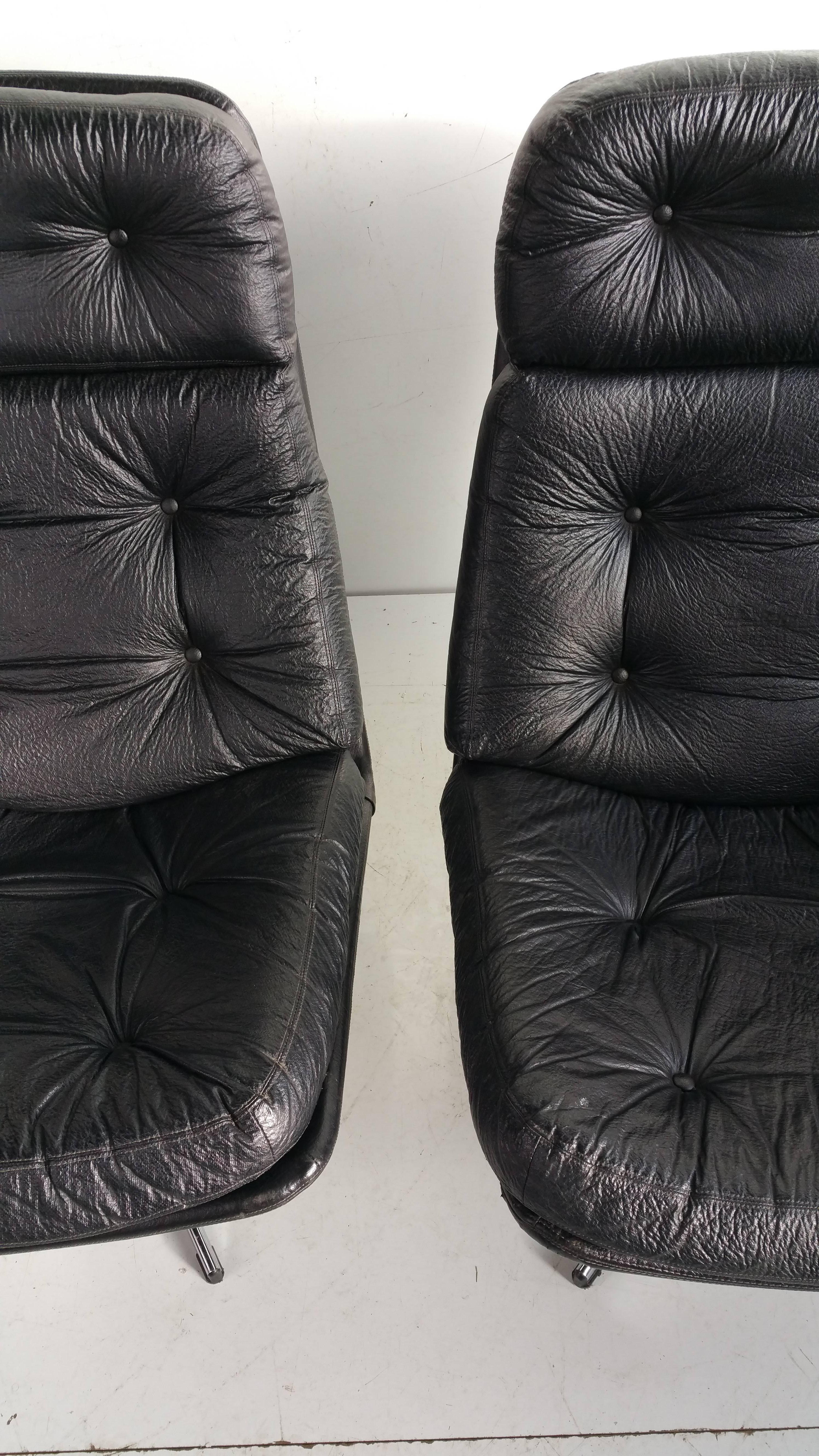 Swedish Pair of Mid-Century Modern Overman  Lounge Chairs 
