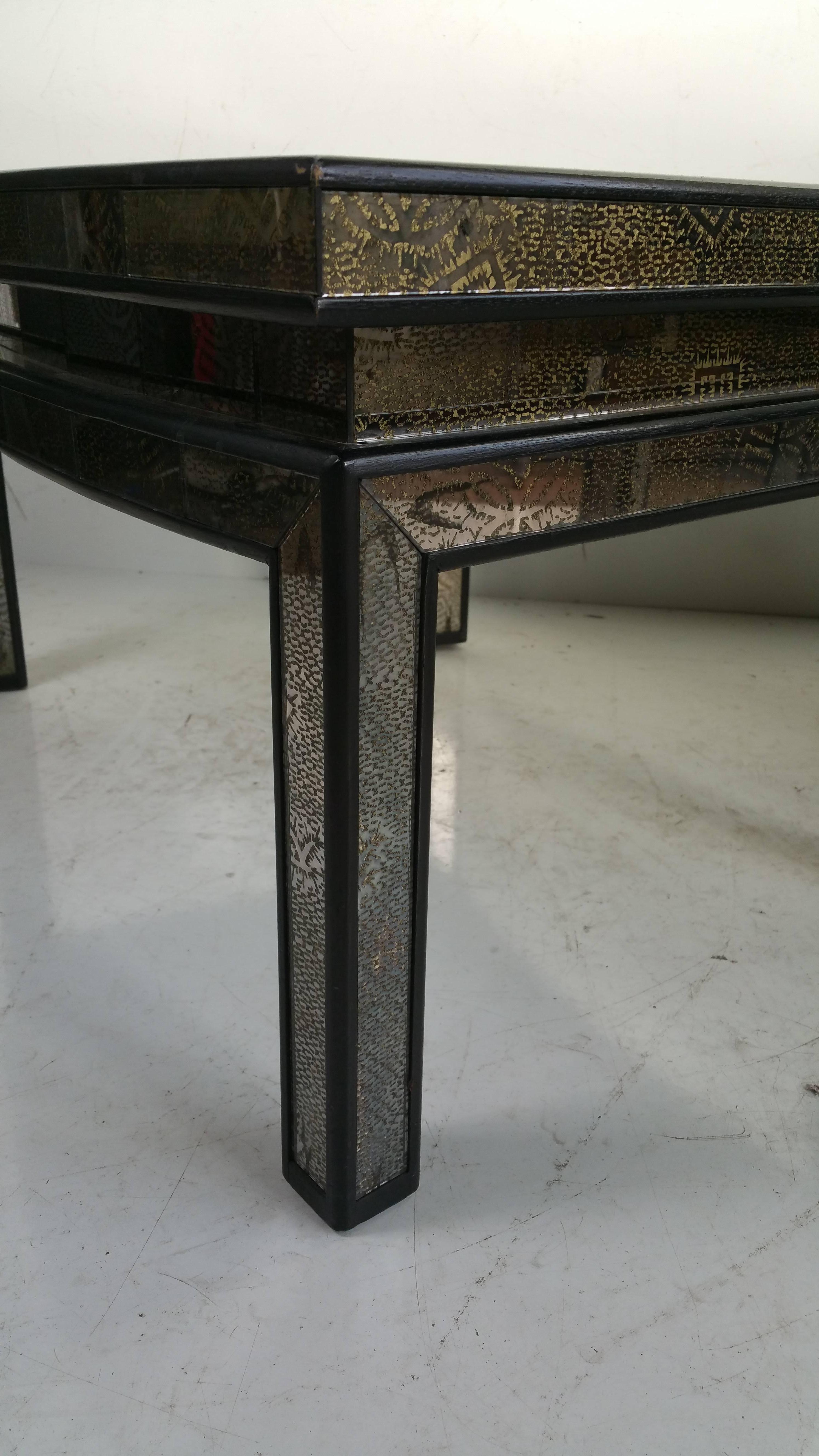 Regency Black Lacquered and Mirror Cocktail Tables 3