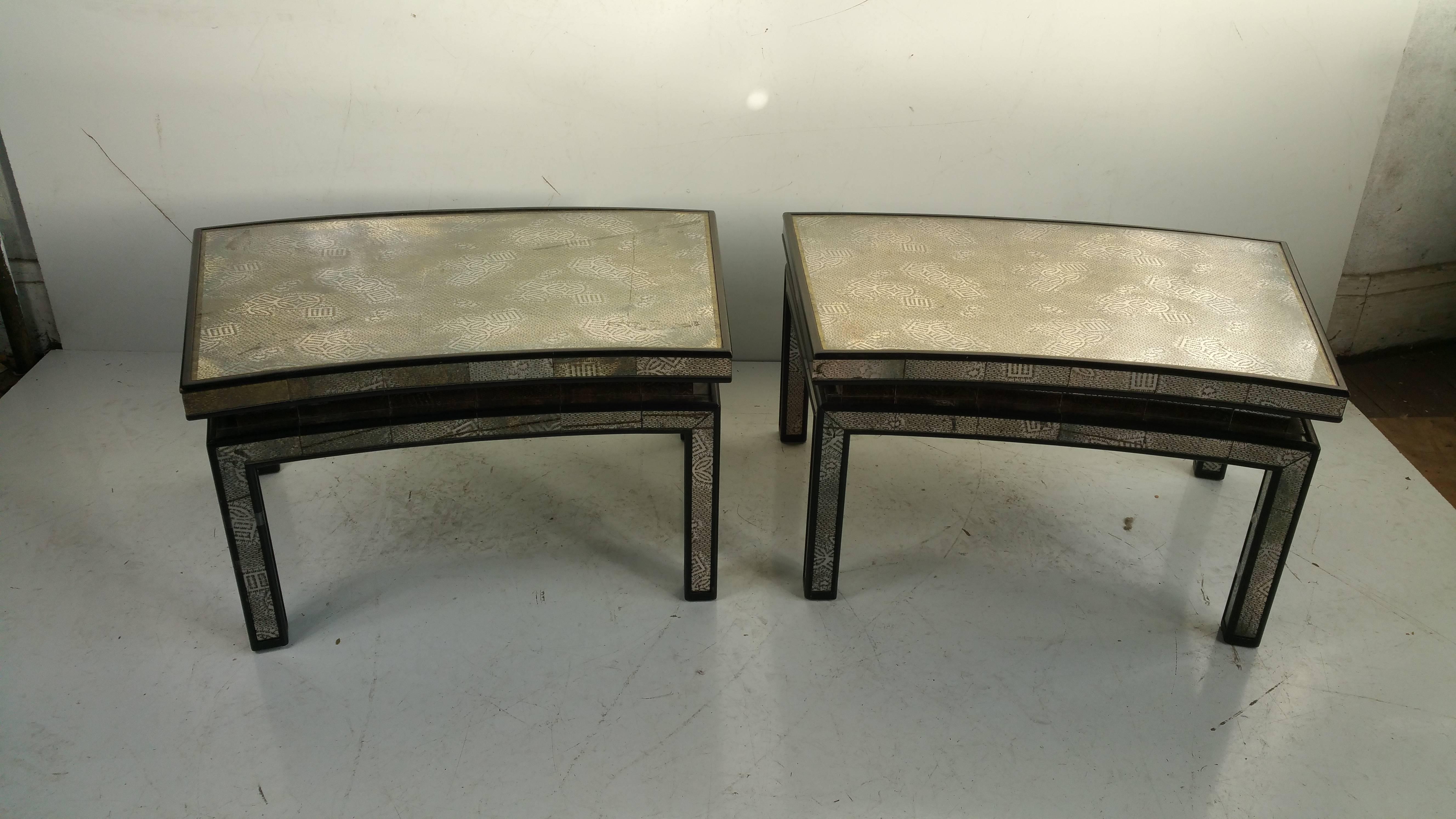 Regency Black Lacquered and Mirror Cocktail Tables In Good Condition In Buffalo, NY