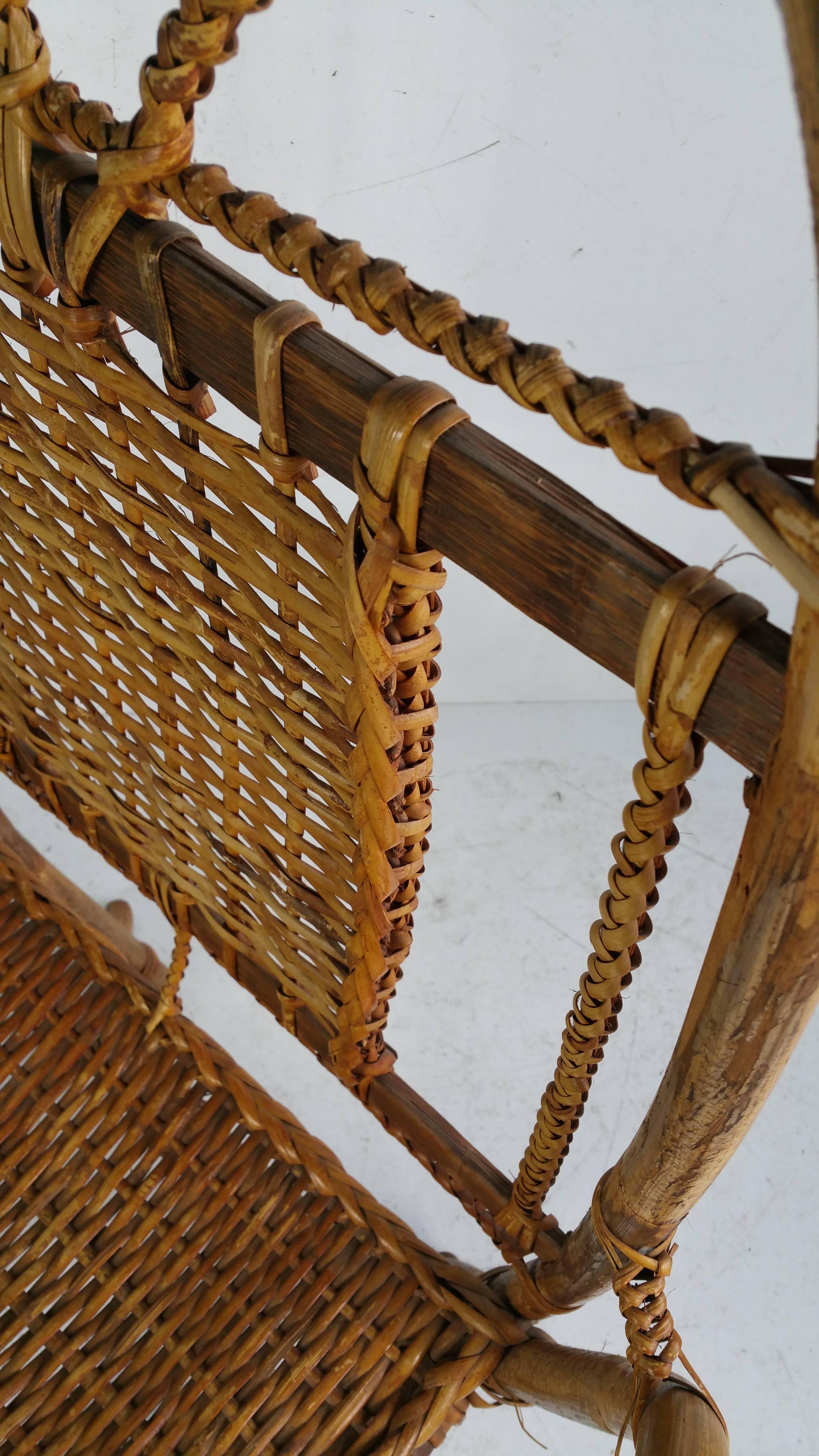 Sillón modernista de bambú y junco partido Bambú en venta