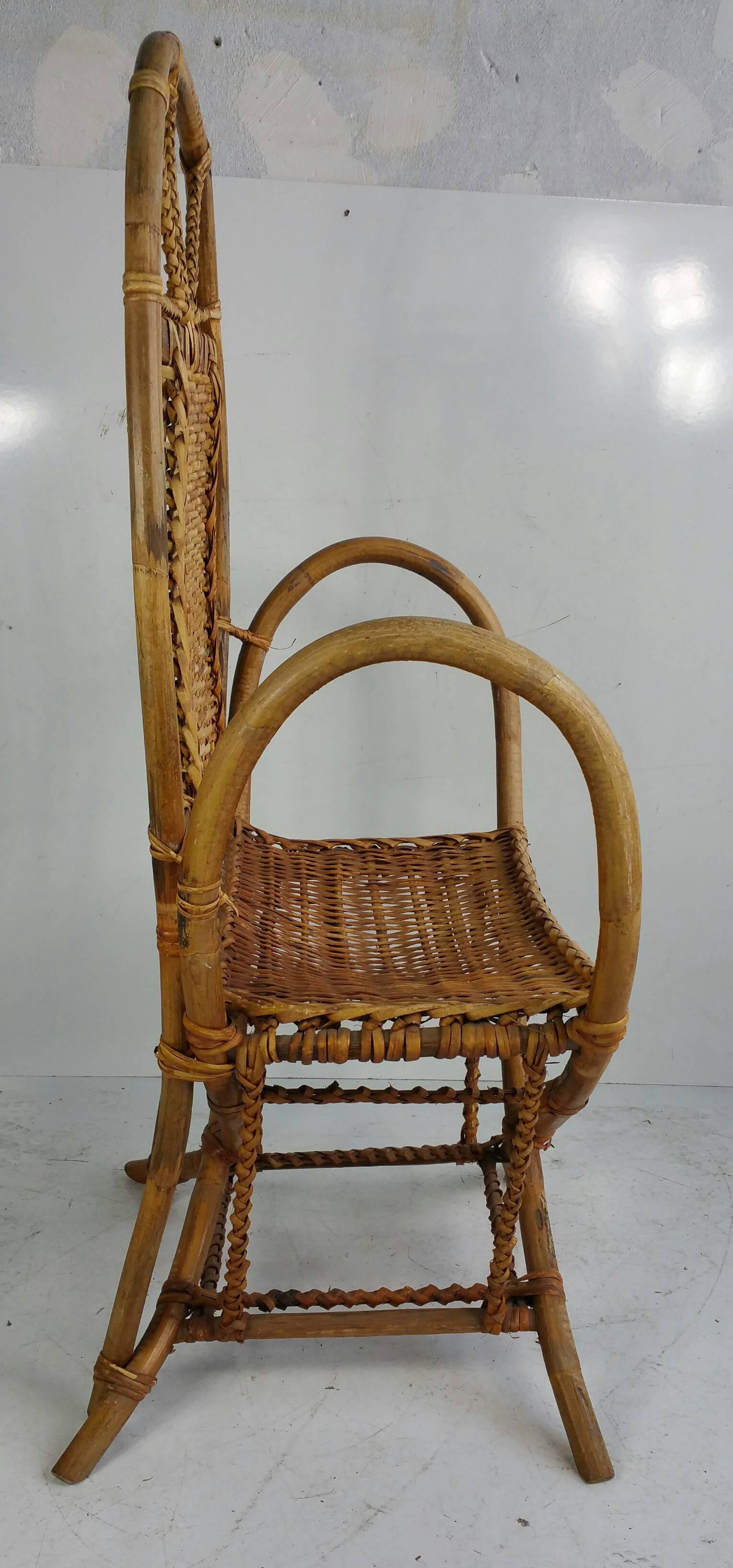 Modernist Bamboo and Split Reed Armchair In Good Condition For Sale In Buffalo, NY
