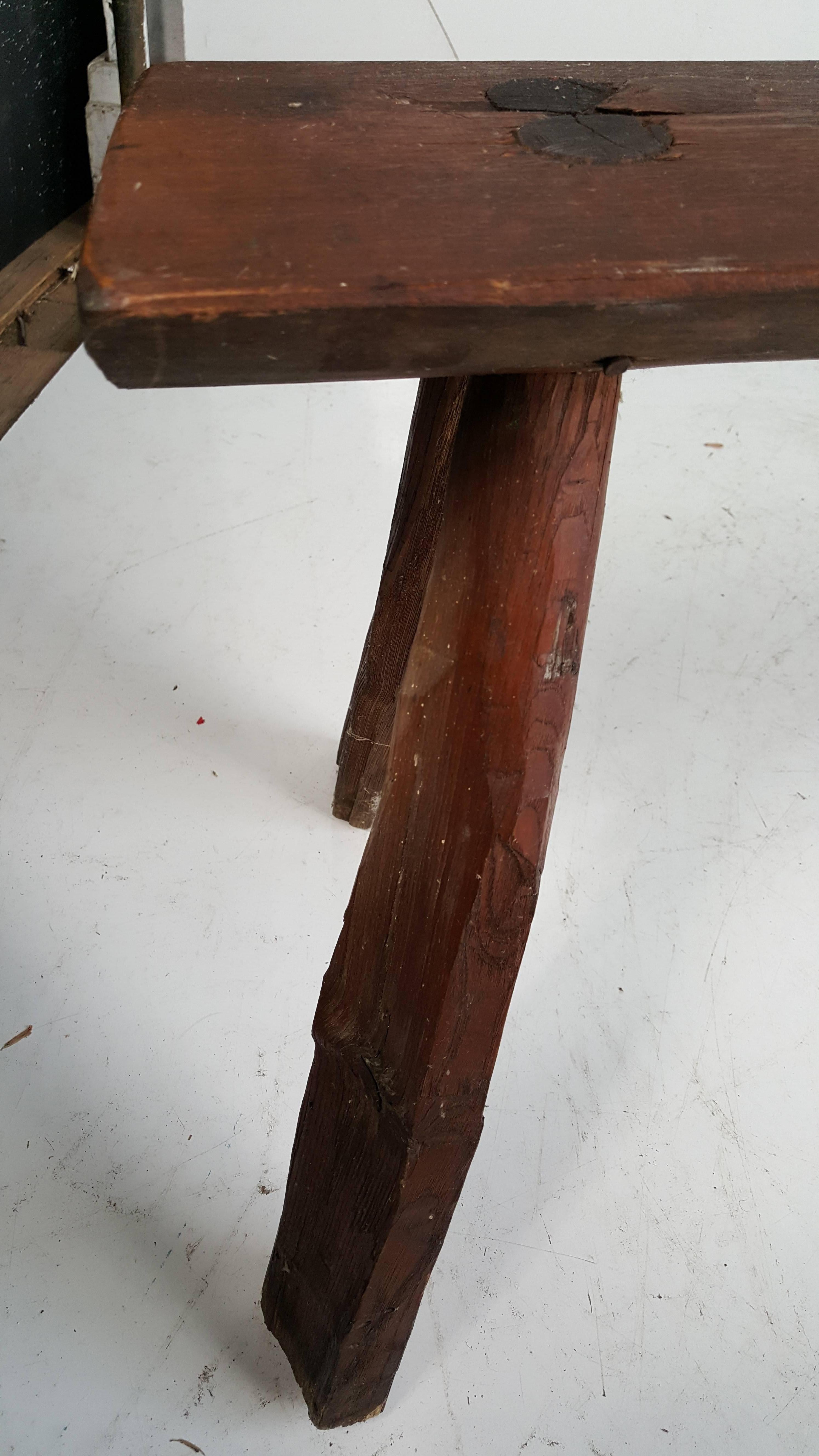 Early 20th Century Primitive Long Cobblers Bench, Adirondack