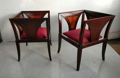 Pair Art Deco Even Arm Chairs Manner of Eliel Saarinen