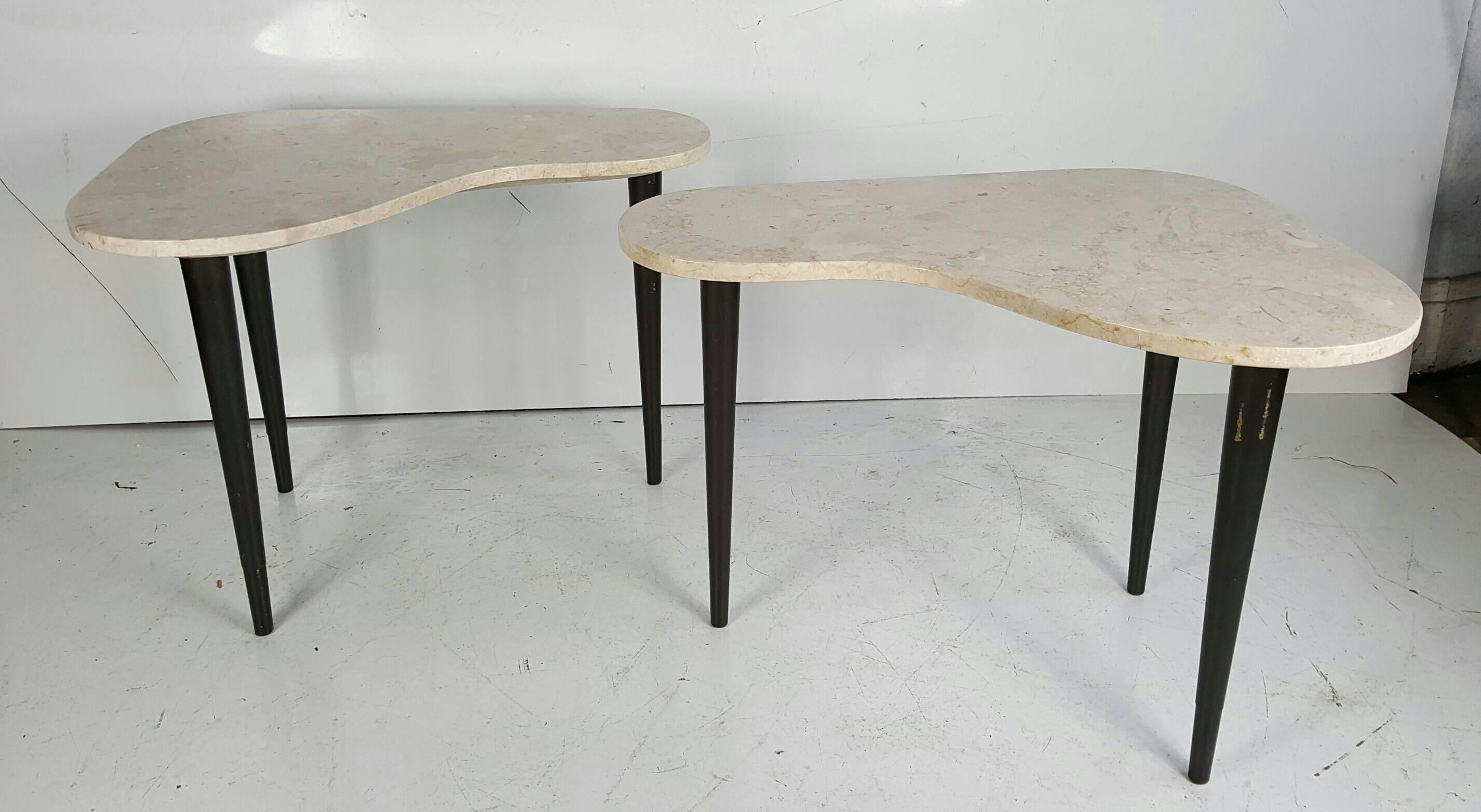 Pair Italian Modernist Marble Amoeba End Tables 2