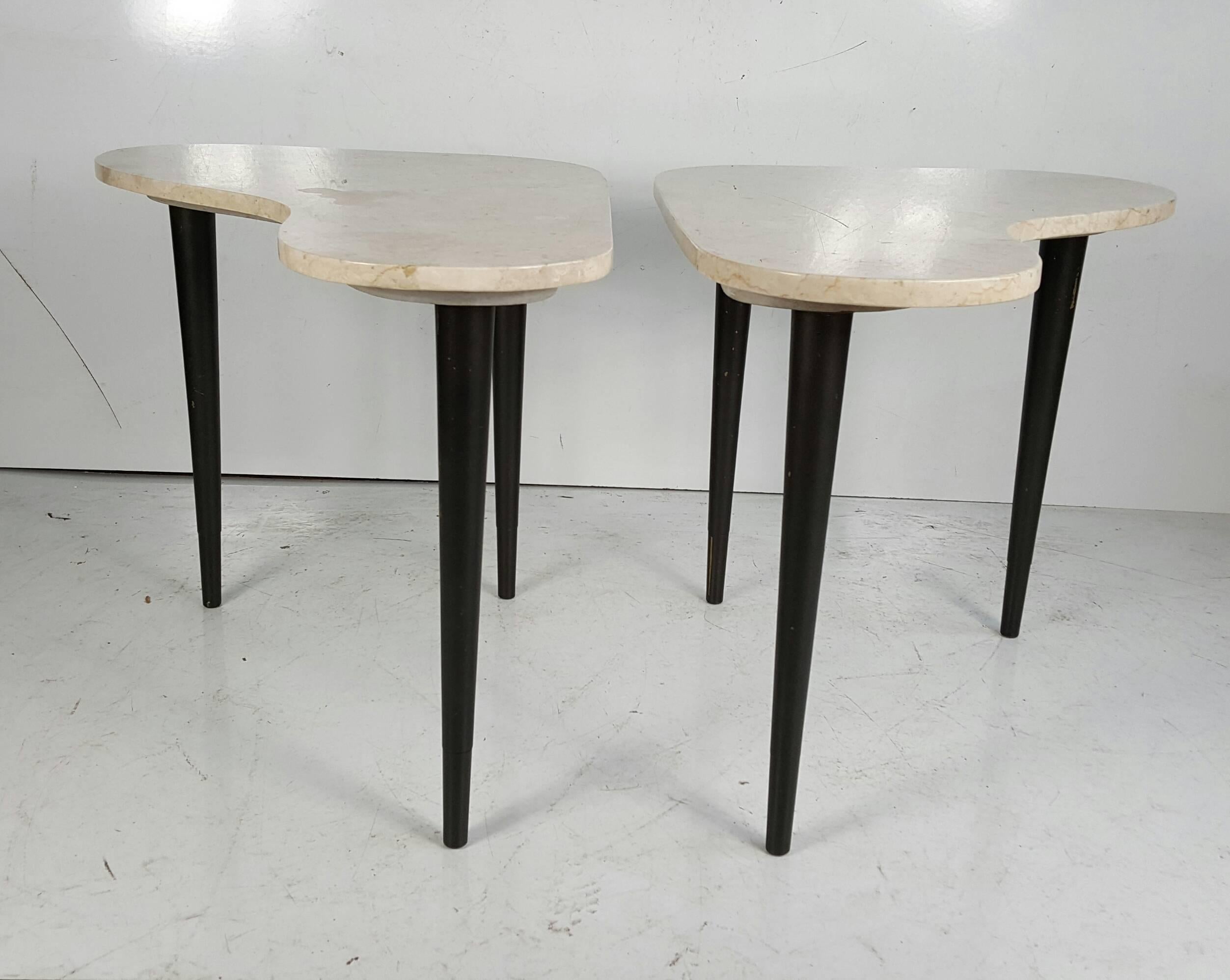 Classic modernist kidney shape italian marble end tables.Simple ,,sleek,,elegant.