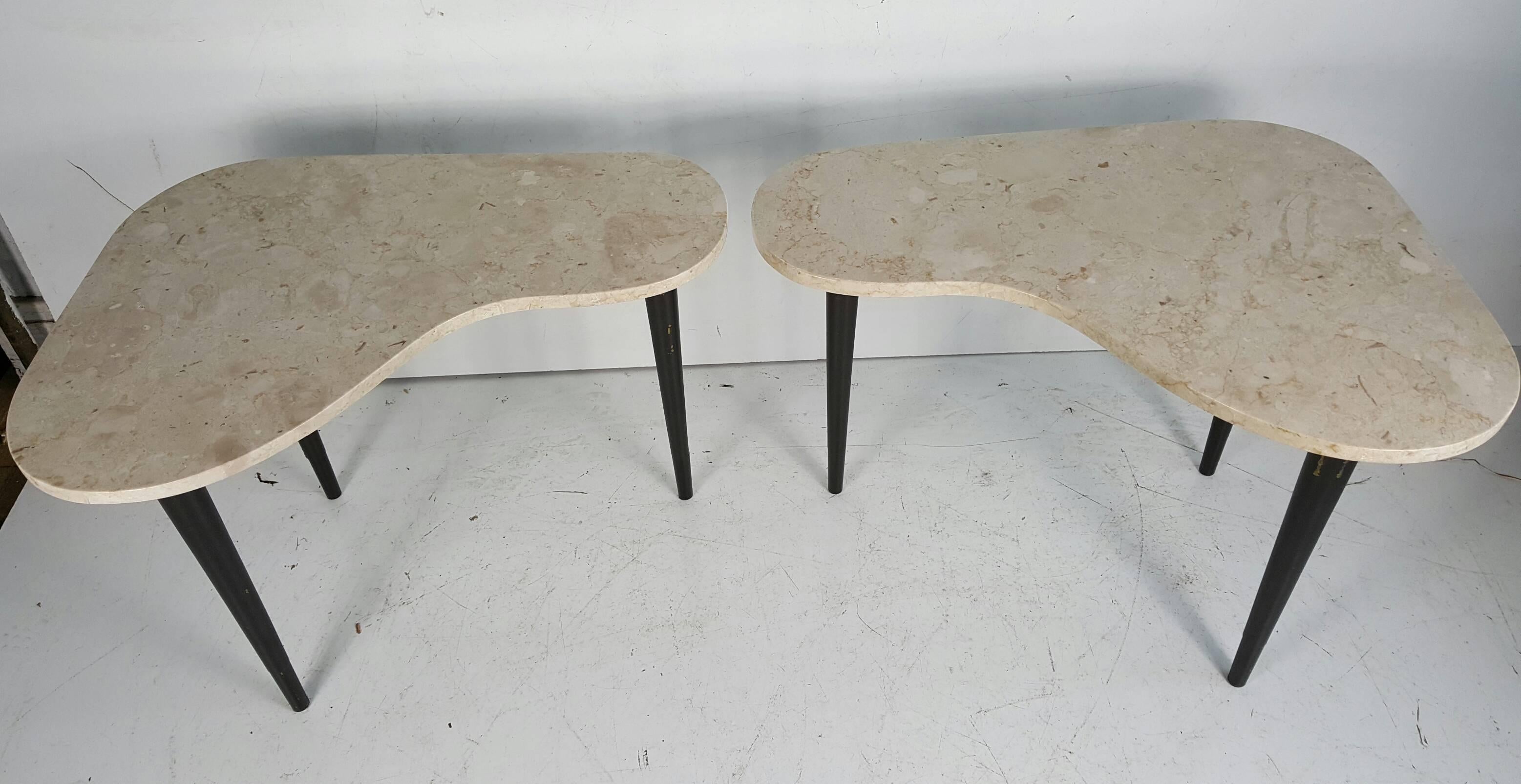 Pair Italian Modernist Marble Amoeba End Tables In Good Condition In Buffalo, NY