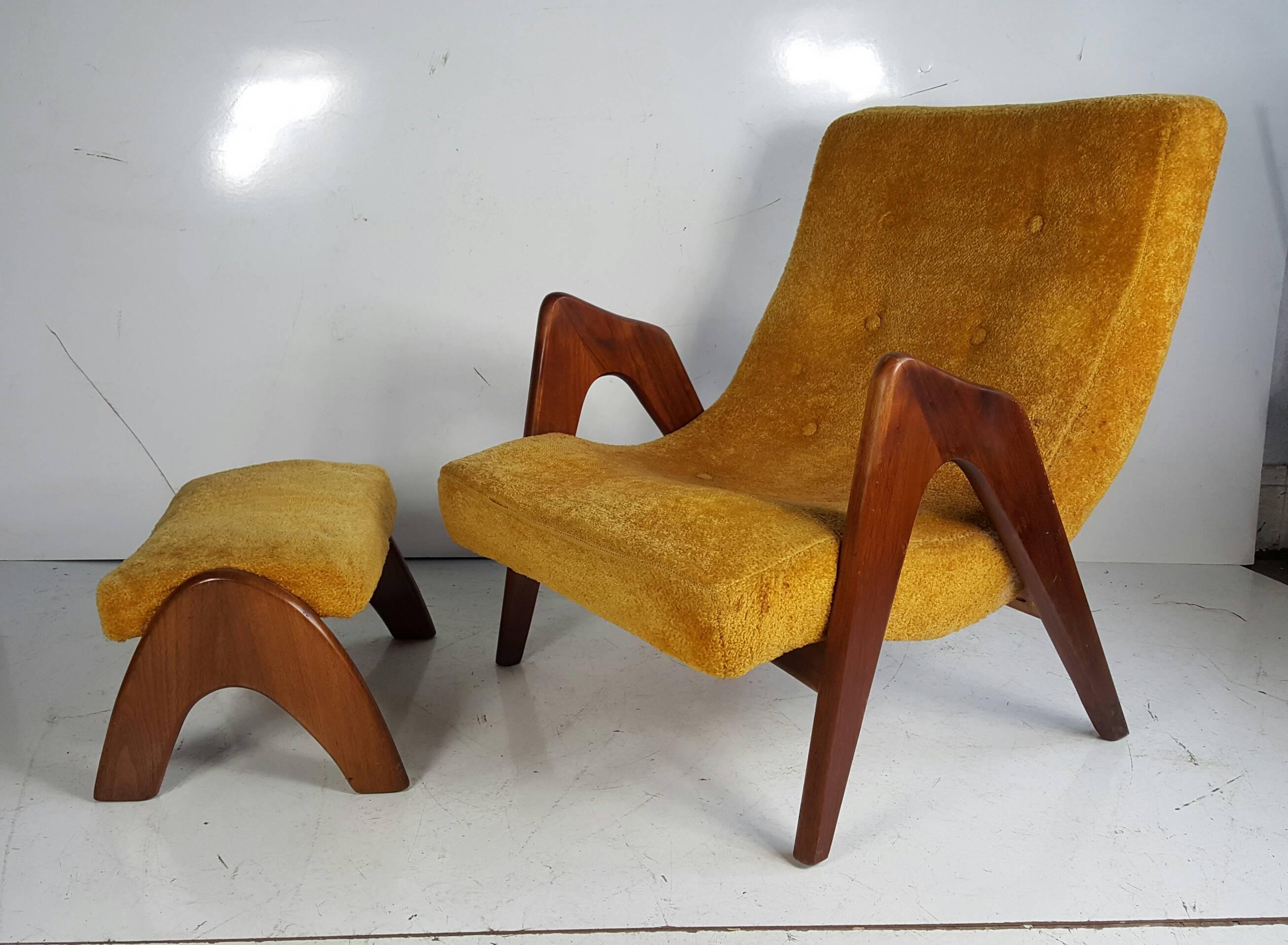 Mid-Century Modern Lounge Chairs and Ottoman by Adrian Pearsall for Craft Associates