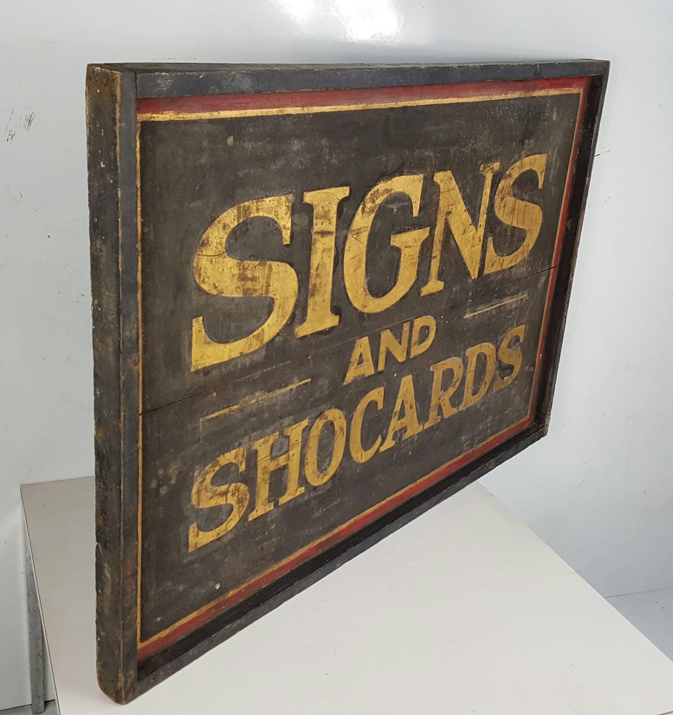 Wonderful antique sand painted trade show sign advertizing store/shop signs..